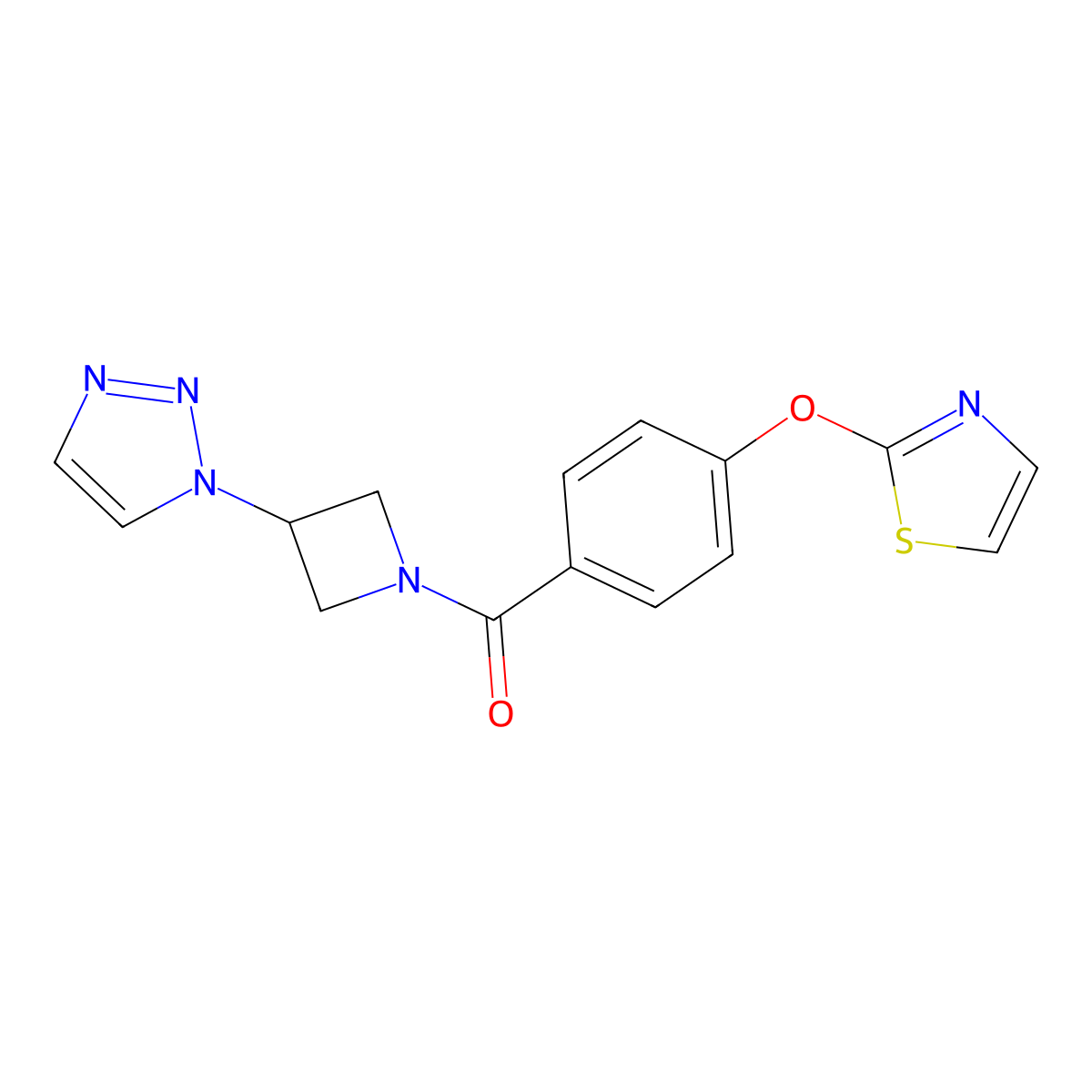 (3-(1H-1,2,3-triazol-1-yl)azetidin-1-yl)(4-(thiazol-2-yloxy)phenyl)methanone molecular structure, CAS 2034431-29-1