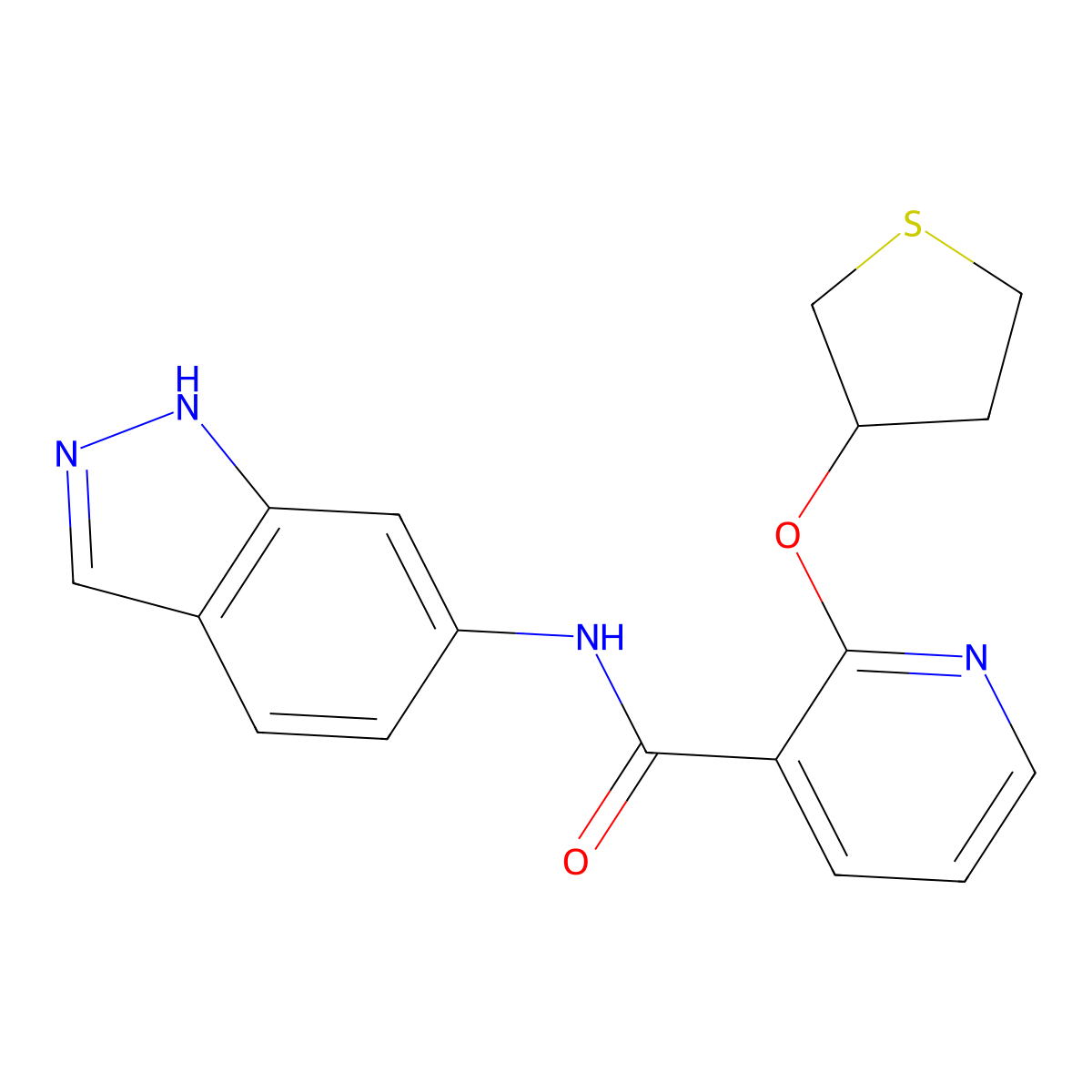 N-(1H-Indazol-6-yl)-2-(thiolan-3-yloxy)pyridine-3-carboxamide molecular structure, CAS 2034431-30-4