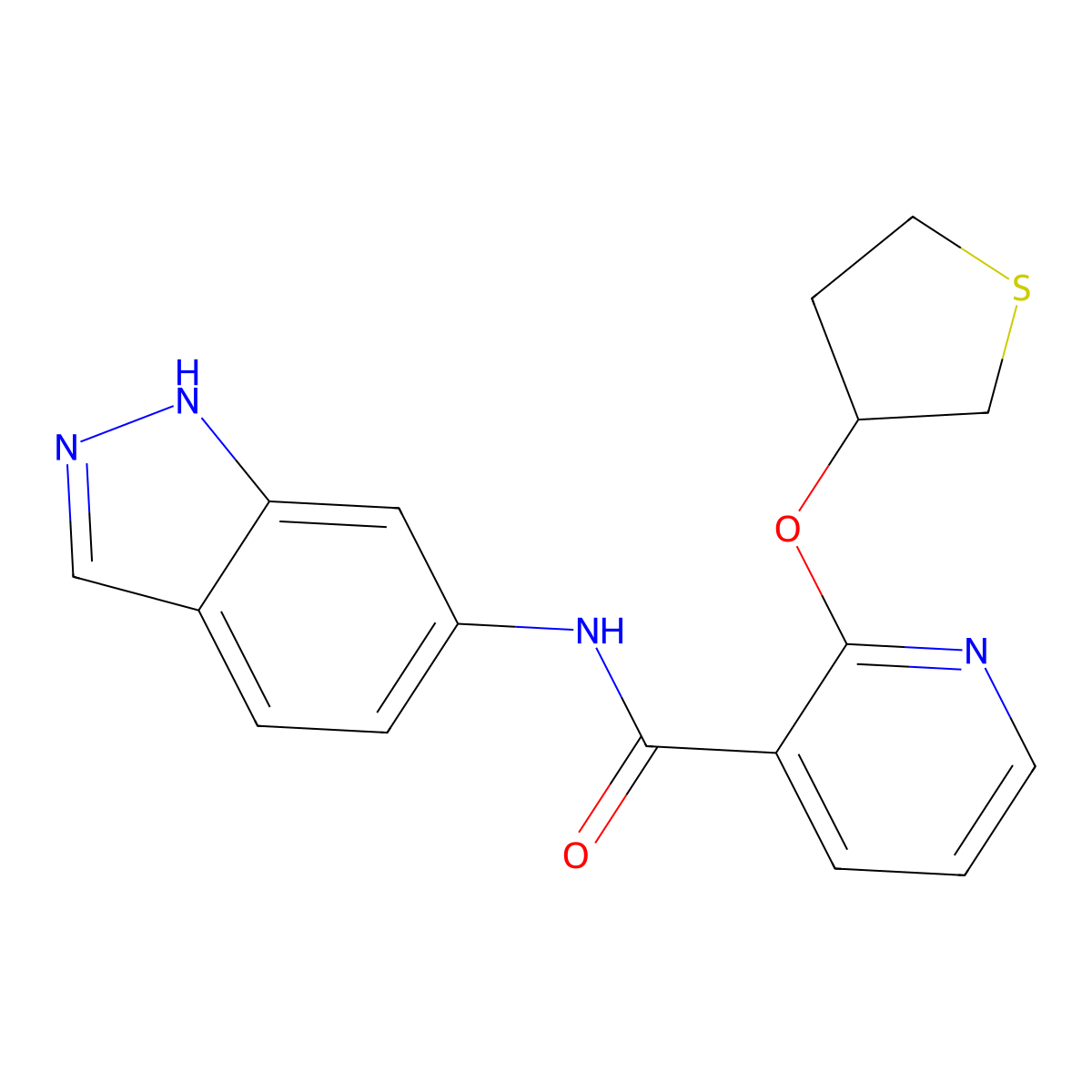 N-(1H-Indazol-6-yl)-2-(thiolan-3-yloxy)pyridine-3-carboxamide molecular structure, CAS 2034431-30-4