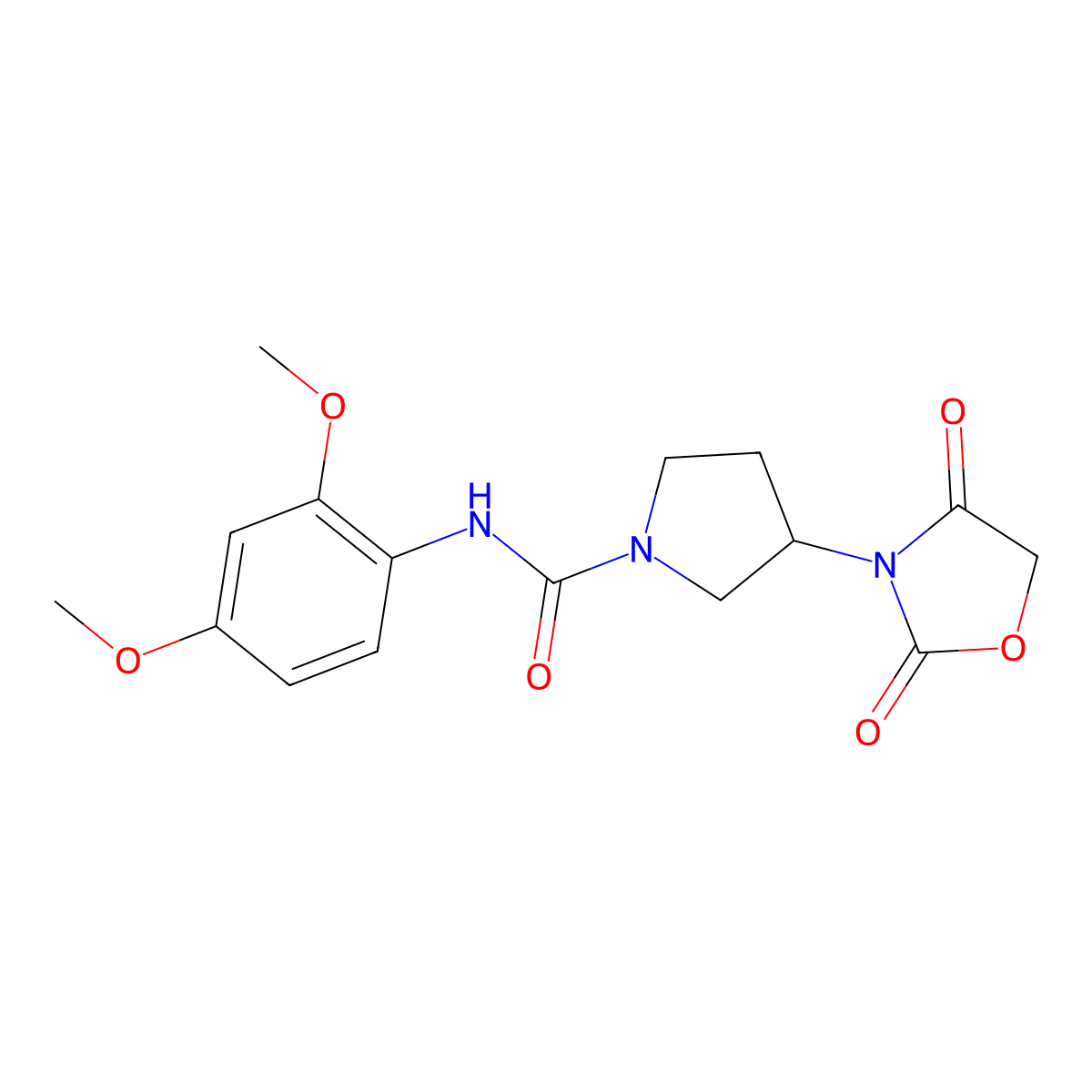 N-(2,4-dimethoxyphenyl)-3-(2,4-dioxooxazolidin-3-yl)pyrrolidine-1-carboxamide molecular structure, CAS 2034431-32-6