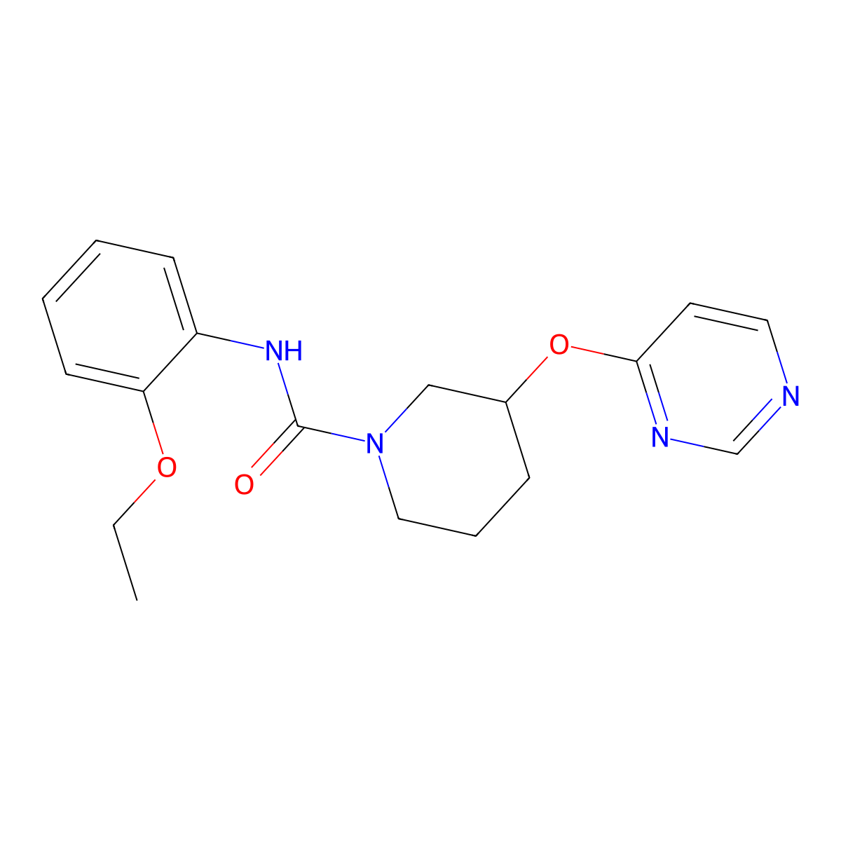 N-(2-ethoxyphenyl)-3-(pyrimidin-4-yloxy)piperidine-1-carboxamide molecular structure, CAS 2034431-33-7