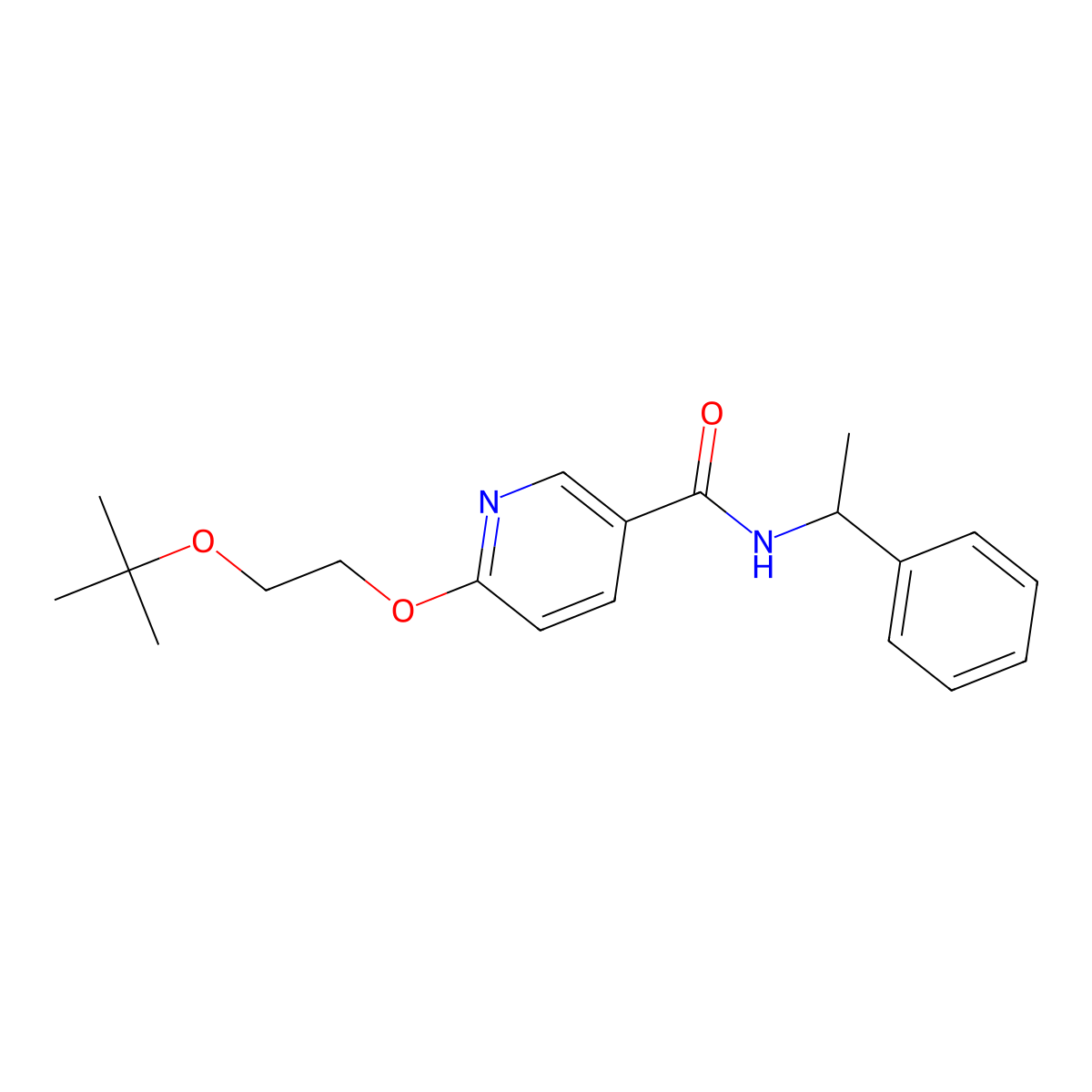 6-(2-(tert-butoxy)ethoxy)-N-(1-phenylethyl)nicotinamide molecular structure, CAS 2034431-34-8
