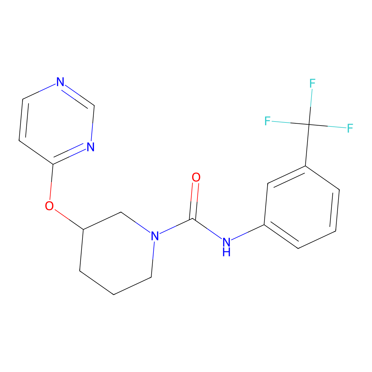3-(pyrimidin-4-yloxy)-N-[3-(trifluoromethyl)phenyl]piperidine-1-carboxamide molecular structure, CAS 2034431-38-2