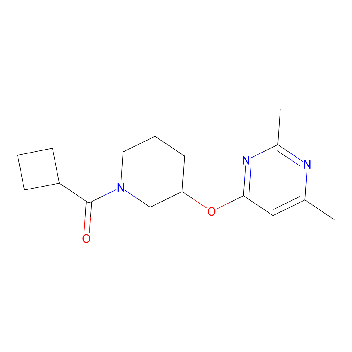 Cyclobutyl(3-((2,6-dimethylpyrimidin-4-yl)oxy)piperidin-1-yl)methanone molecular structure, CAS 2034431-41-7