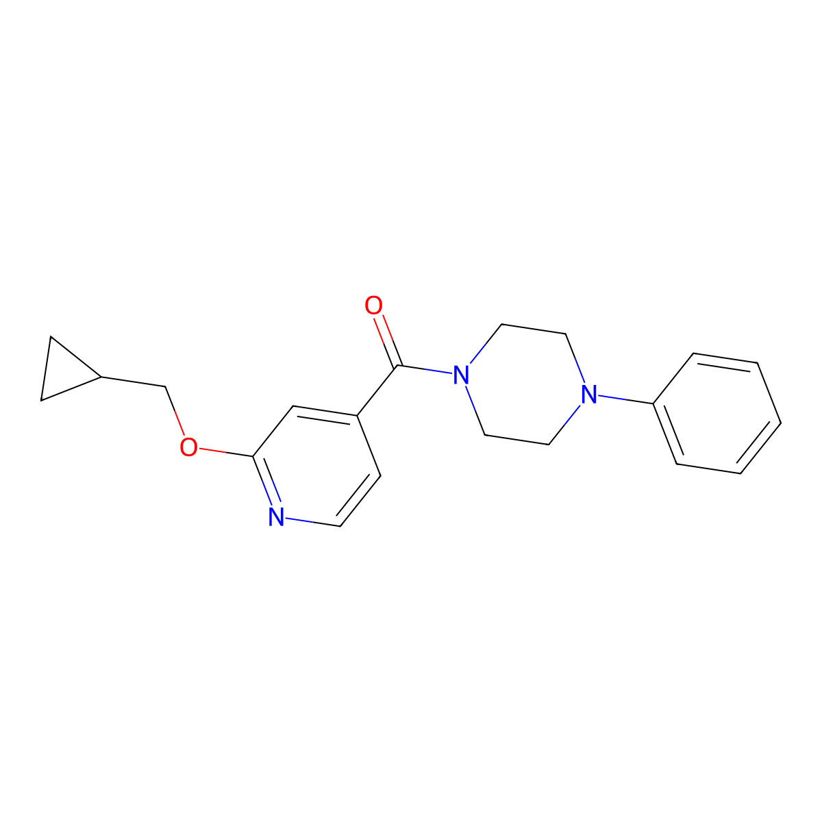 (2-(Cyclopropylmethoxy)pyridin-4-yl)(4-phenylpiperazin-1-yl)methanone molecular structure, CAS 2034431-46-2
