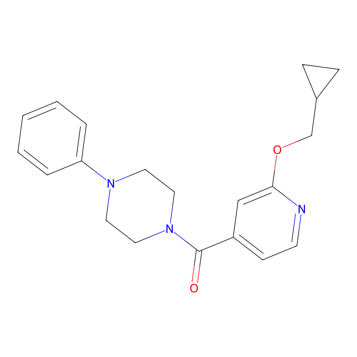(2-(Cyclopropylmethoxy)pyridin-4-yl)(4-phenylpiperazin-1-yl)methanone molecular structure, CAS 2034431-46-2