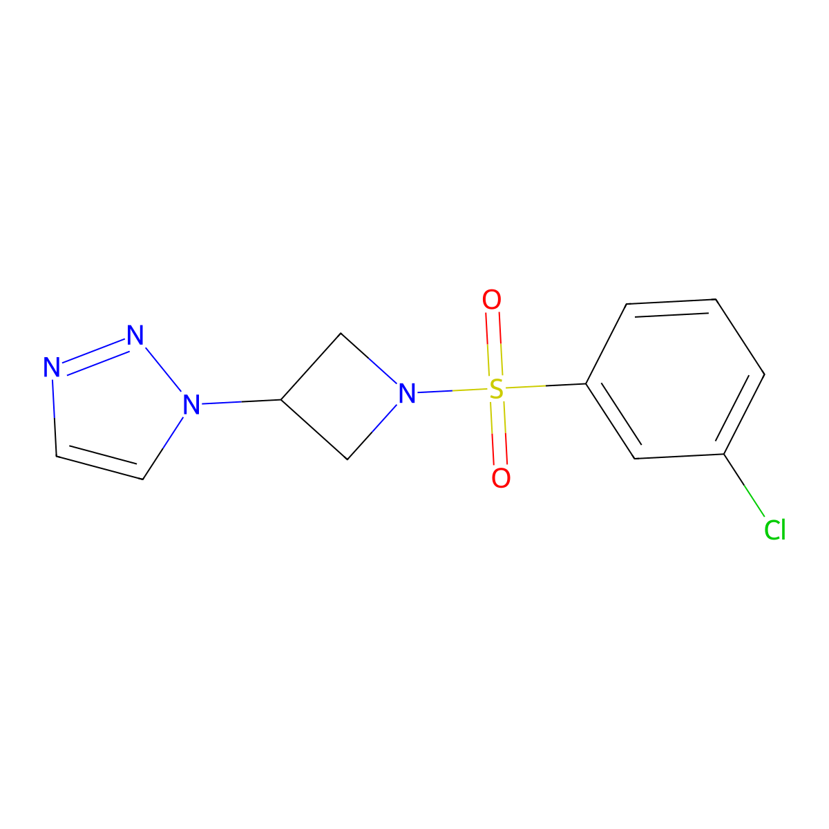 1-(1-((3-chlorophenyl)sulfonyl)azetidin-3-yl)-1H-1,2,3-triazole molecular structure, CAS 2034431-48-4