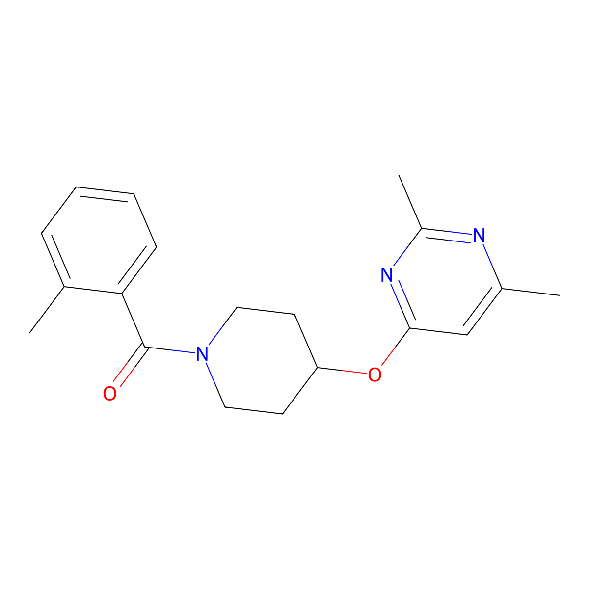 (4-((2,6-Dimethylpyrimidin-4-yl)oxy)piperidin-1-yl)(o-tolyl)methanone molecular structure, CAS 2034431-49-5