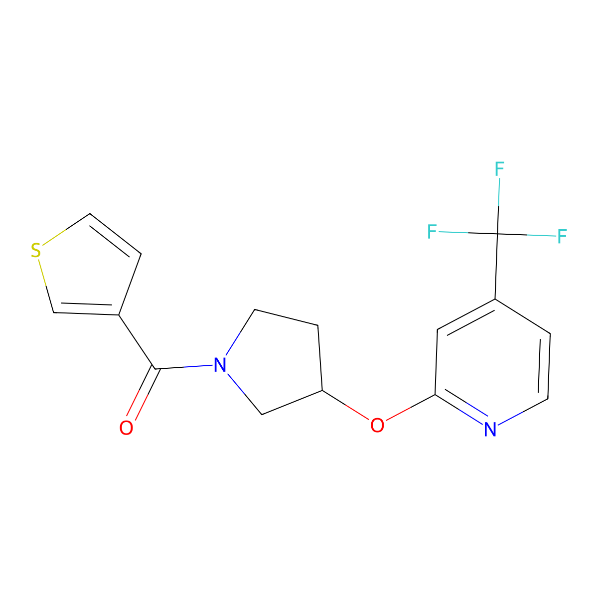 Thiophen-3-yl(3-((4-(trifluoromethyl)pyridin-2-yl)oxy)pyrrolidin-1-yl)methanone molecular structure, CAS 2034431-54-2