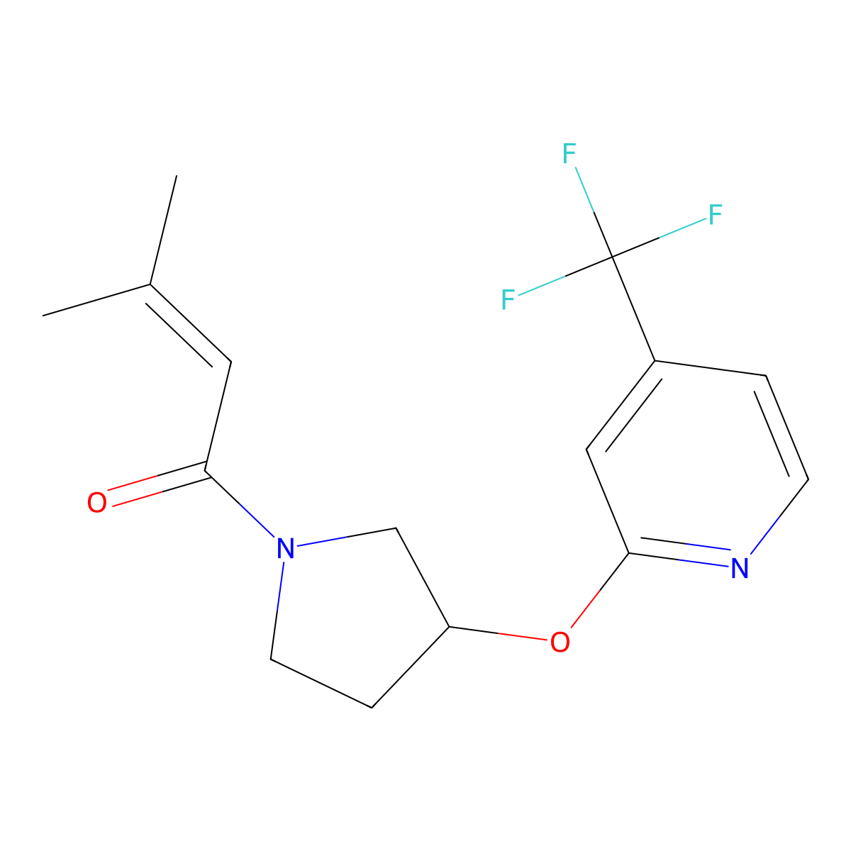 3-Methyl-1-(3-((4-(trifluoromethyl)pyridin-2-yl)oxy)pyrrolidin-1-yl)but-2-en-1-one molecular structure, CAS 2034431-59-7