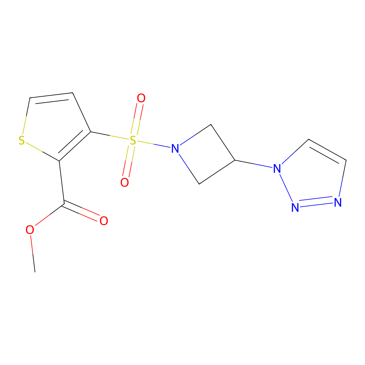 methyl 3-((3-(1H-1,2,3-triazol-1-yl)azetidin-1-yl)sulfonyl)thiophene-2-carboxylate molecular structure, CAS 2034431-64-4