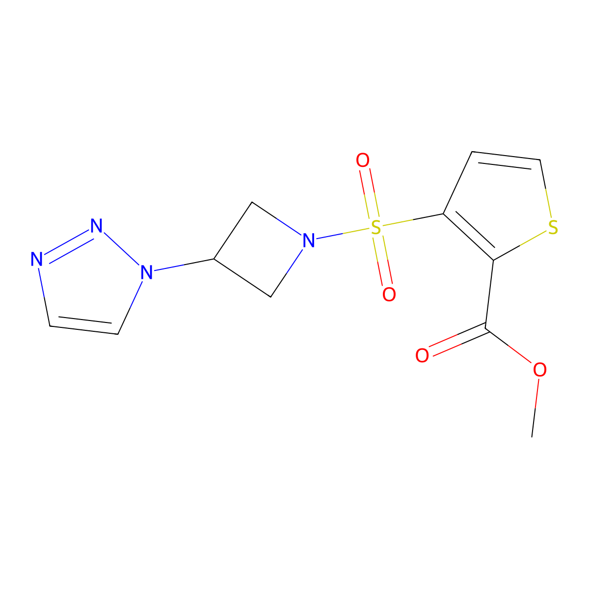methyl 3-((3-(1H-1,2,3-triazol-1-yl)azetidin-1-yl)sulfonyl)thiophene-2-carboxylate molecular structure, CAS 2034431-64-4