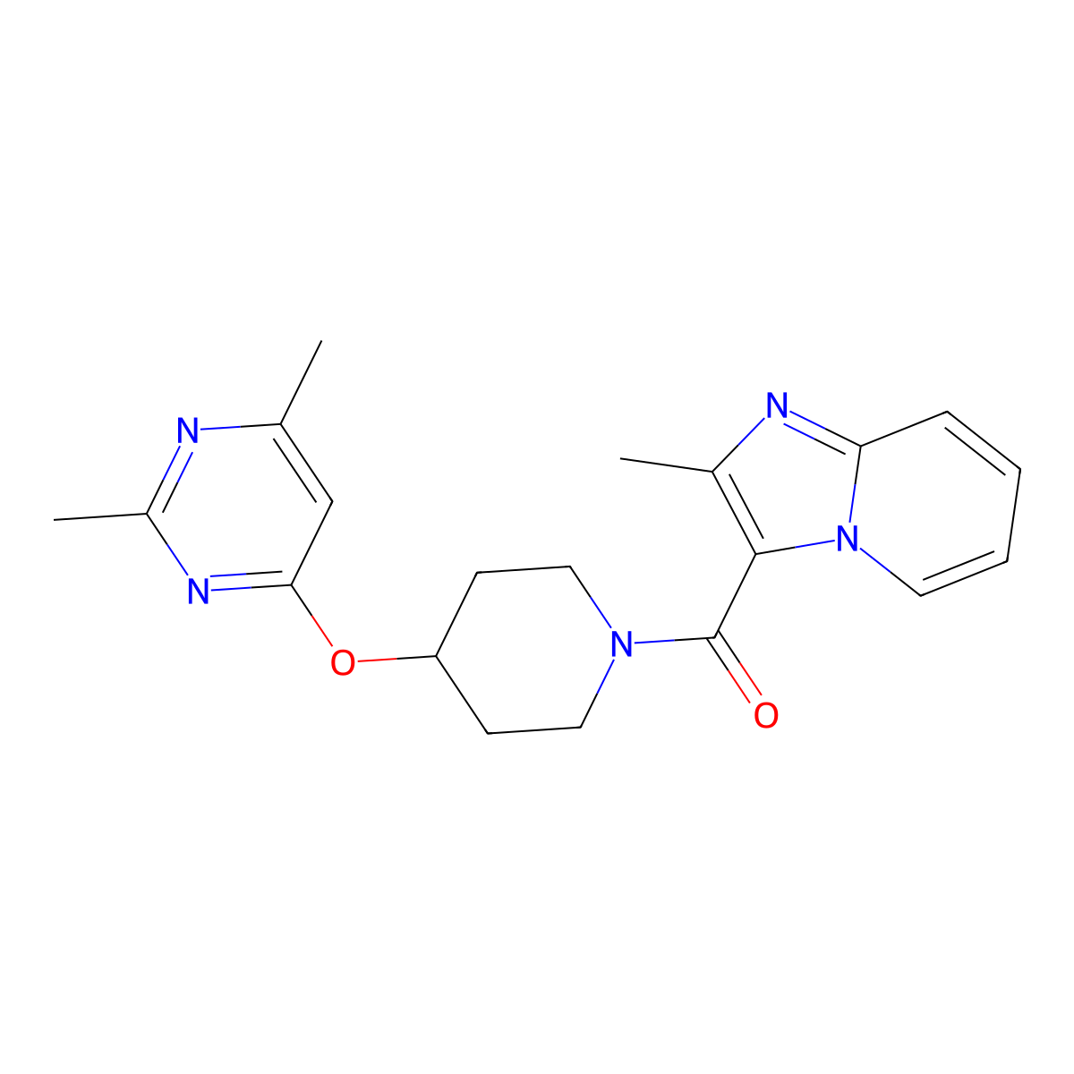 (4-((2,6-Dimethylpyrimidin-4-yl)oxy)piperidin-1-yl)(2-methylimidazo[1,2-a]pyridin-3-yl)methanone molecular structure, CAS 2034431-65-5