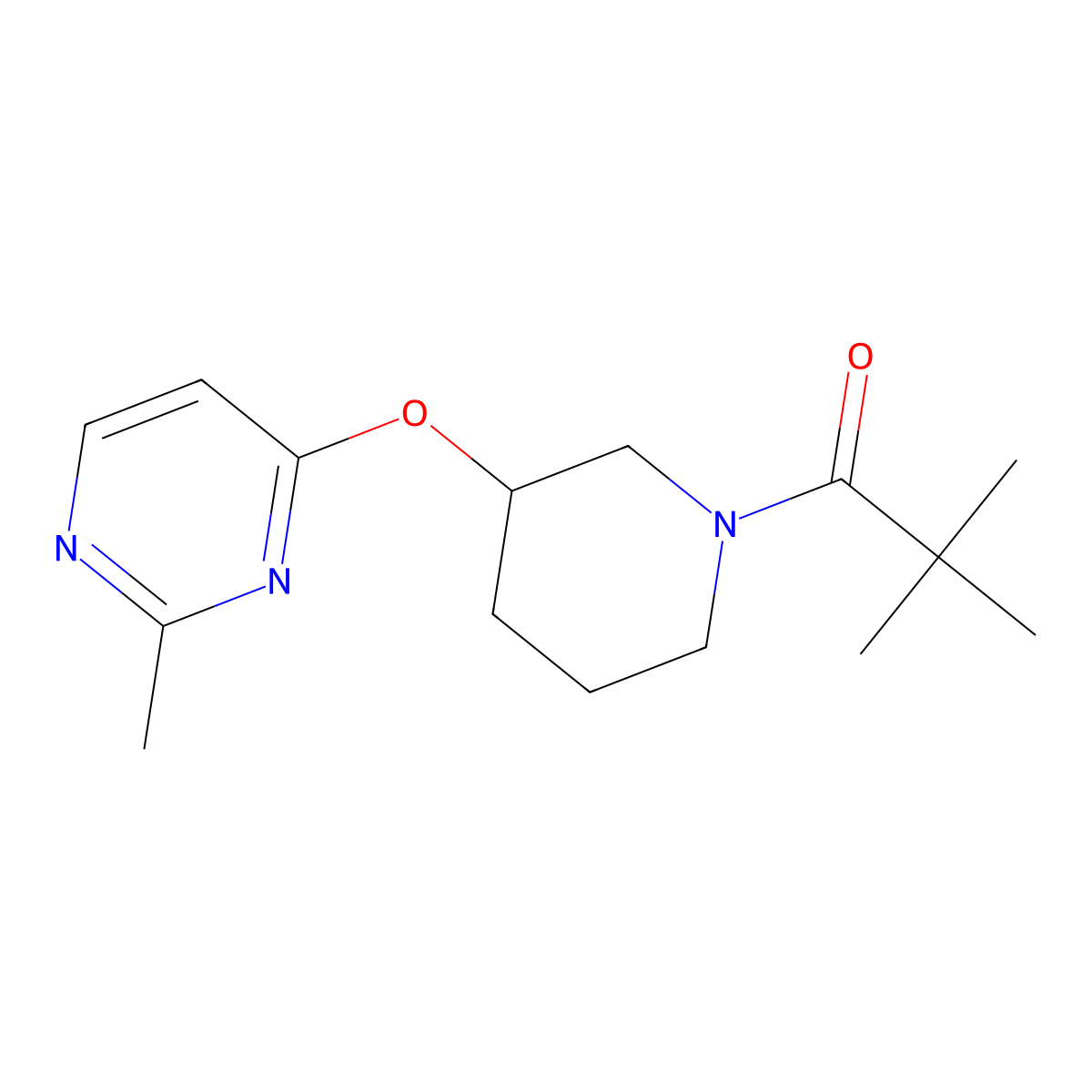 2,2-Dimethyl-1-(3-((2-methylpyrimidin-4-yl)oxy)piperidin-1-yl)propan-1-one molecular structure, CAS 2034431-67-7