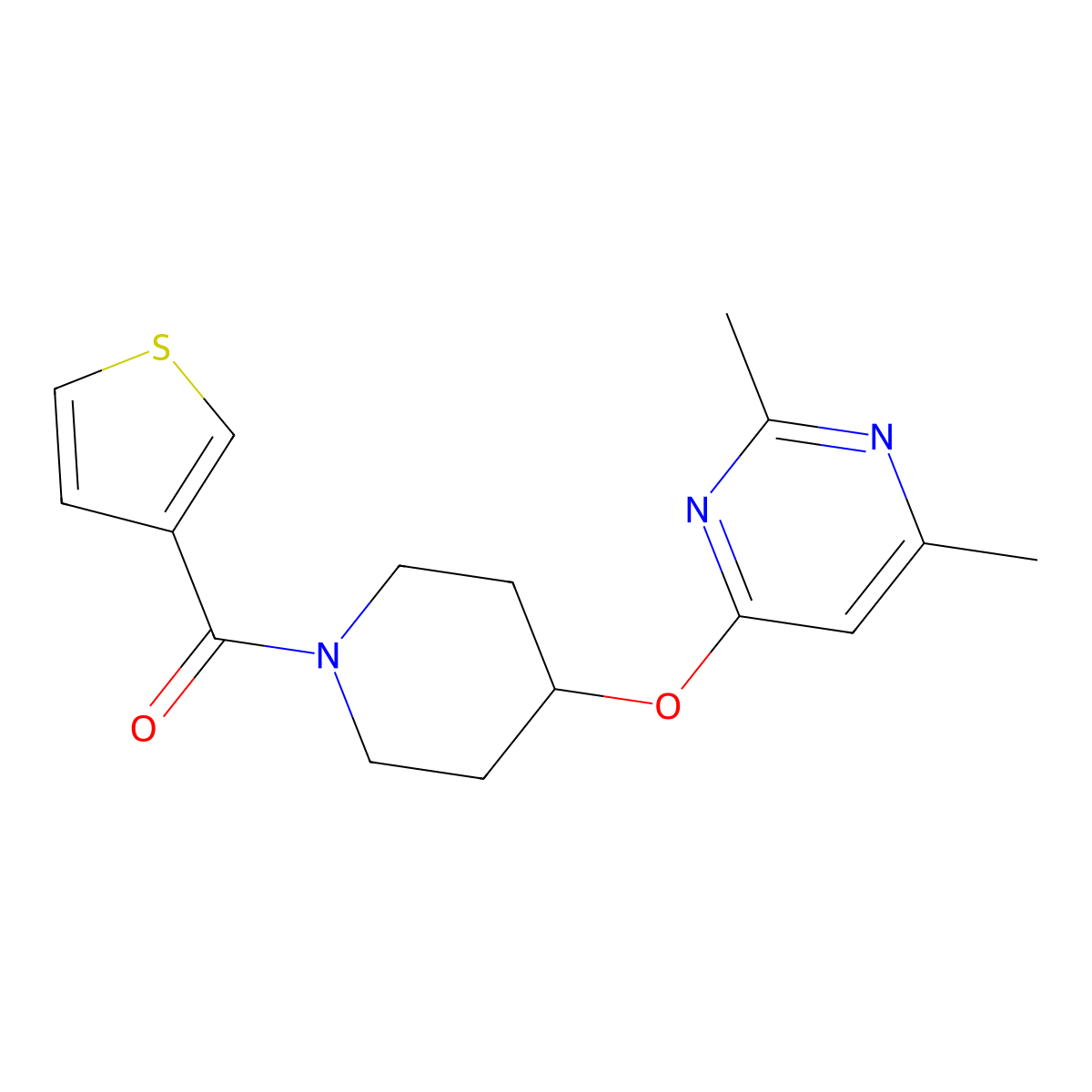 (4-((2,6-Dimethylpyrimidin-4-yl)oxy)piperidin-1-yl)(thiophen-3-yl)methanone molecular structure, CAS 2034431-70-2