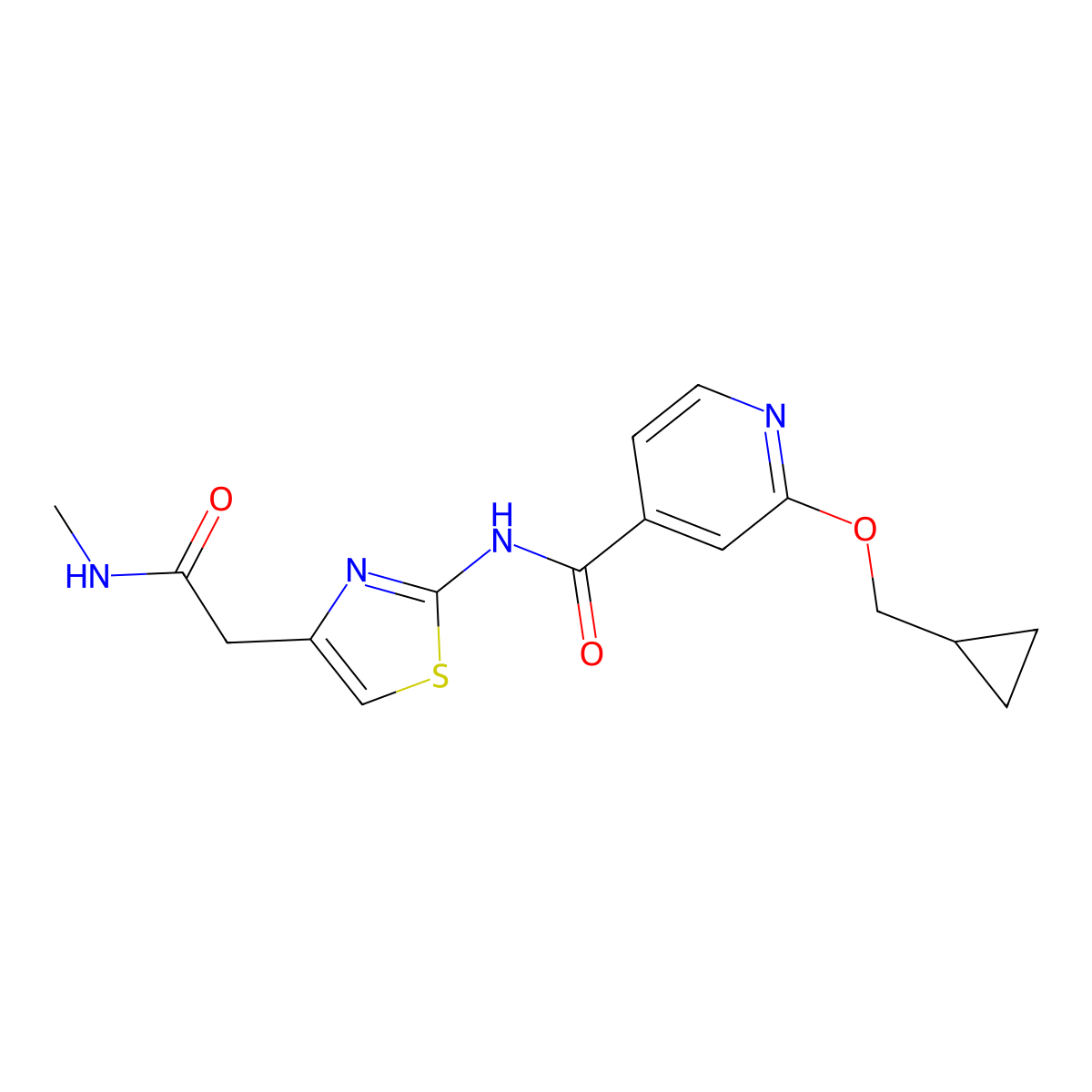 2-(cyclopropylmethoxy)-N-(4-(2-(methylamino)-2-oxoethyl)thiazol-2-yl)isonicotinamide molecular structure, CAS 2034431-71-3