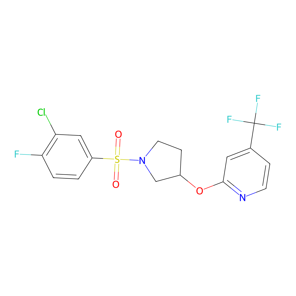 2-((1-((3-Chloro-4-fluorophenyl)sulfonyl)pyrrolidin-3-yl)oxy)-4-(trifluoromethyl)pyridine molecular structure, CAS 2034431-74-6