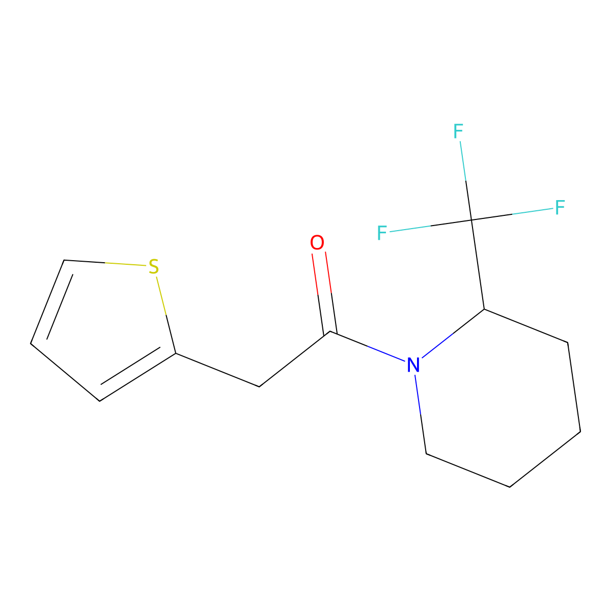 2-(Thiophen-2-yl)-1-(2-(trifluoromethyl)piperidin-1-yl)ethanone molecular structure, CAS 2034431-81-5