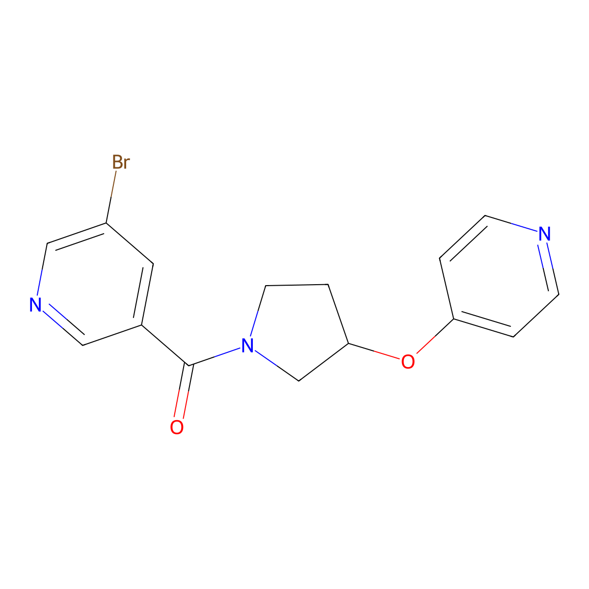 (5-Bromopyridin-3-yl)(3-(pyridin-4-yloxy)pyrrolidin-1-yl)methanone molecular structure, CAS 2034431-84-8