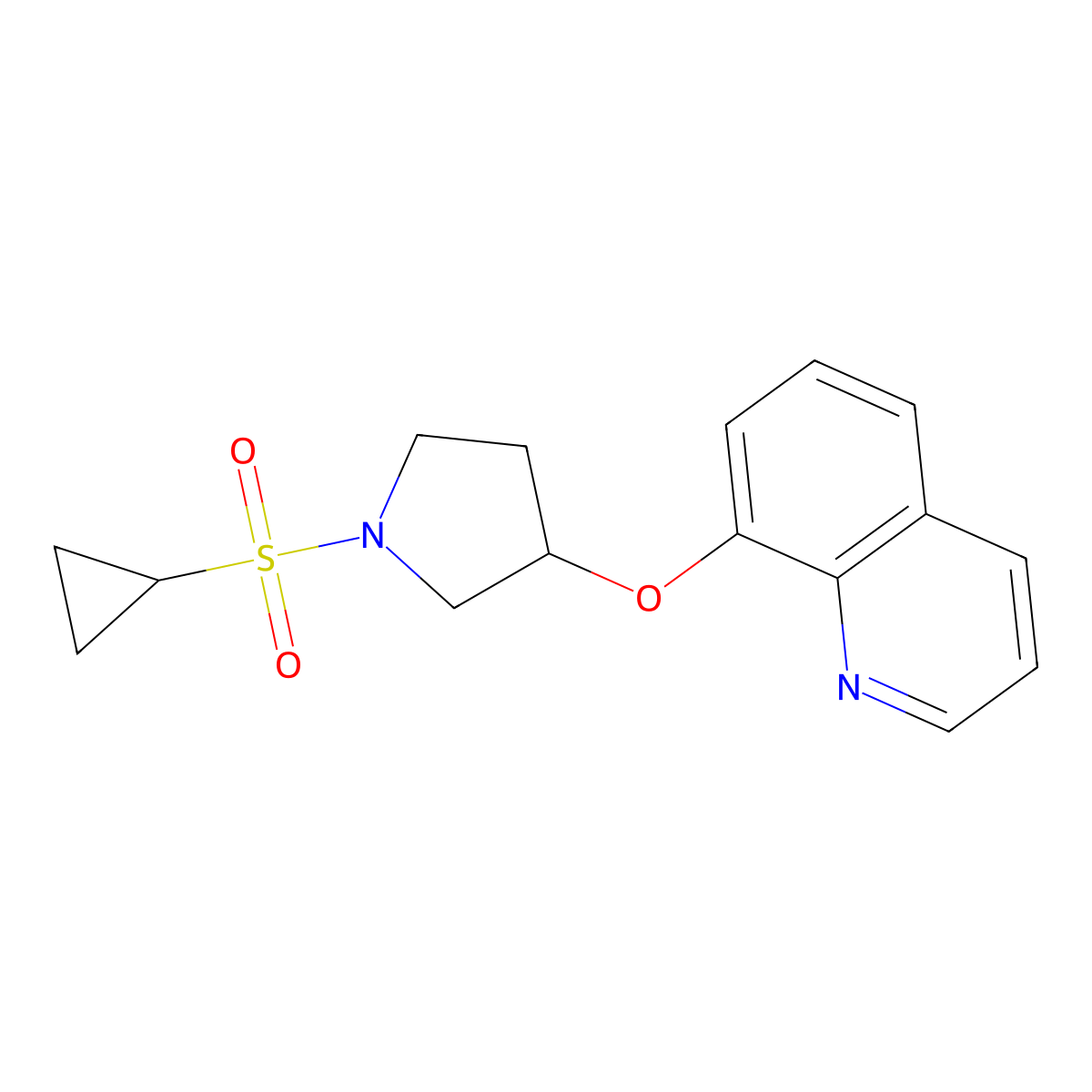 8-((1-(Cyclopropylsulfonyl)pyrrolidin-3-yl)oxy)quinoline molecular structure, CAS 2034431-87-1
