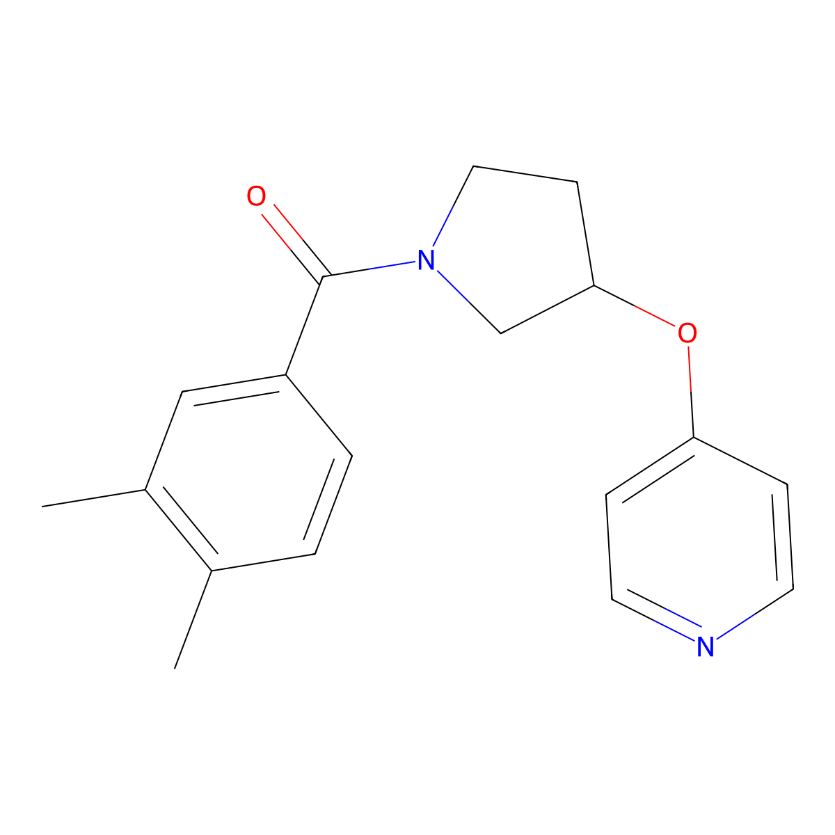(3,4-Dimethylphenyl)(3-(pyridin-4-yloxy)pyrrolidin-1-yl)methanone molecular structure, CAS 2034431-89-3