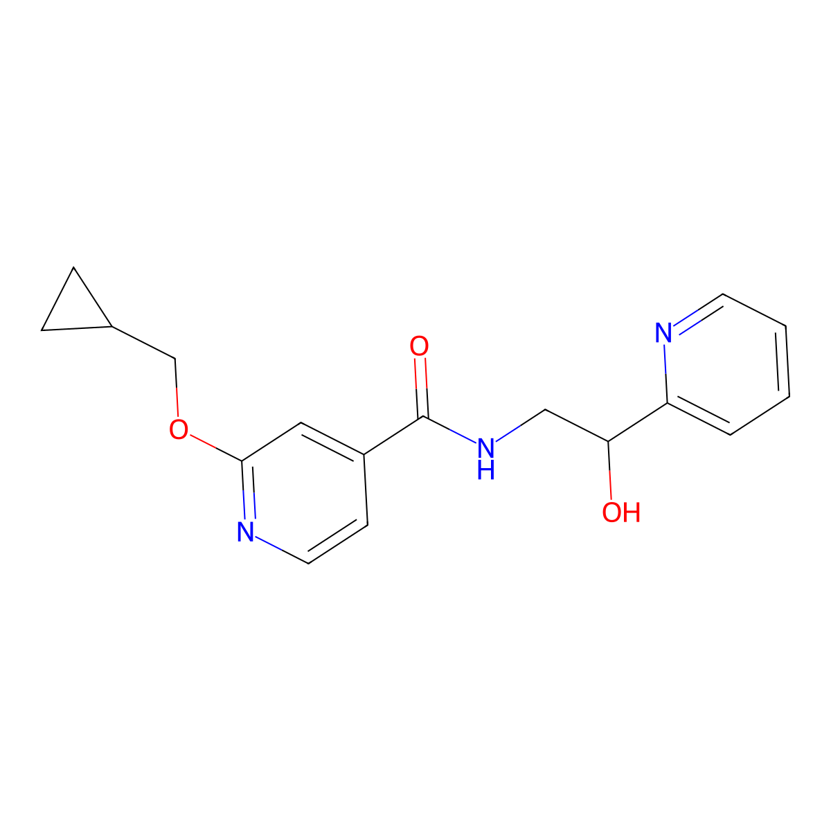 2-(cyclopropylmethoxy)-N-(2-hydroxy-2-(pyridin-2-yl)ethyl)isonicotinamide molecular structure, CAS 2034431-98-4