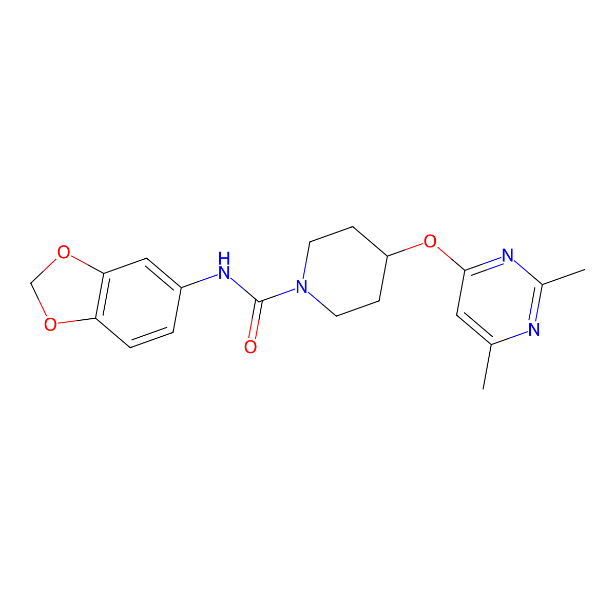 N-(benzo[d][1,3]dioxol-5-yl)-4-((2,6-dimethylpyrimidin-4-yl)oxy)piperidine-1-carboxamide molecular structure, CAS 2034431-99-5