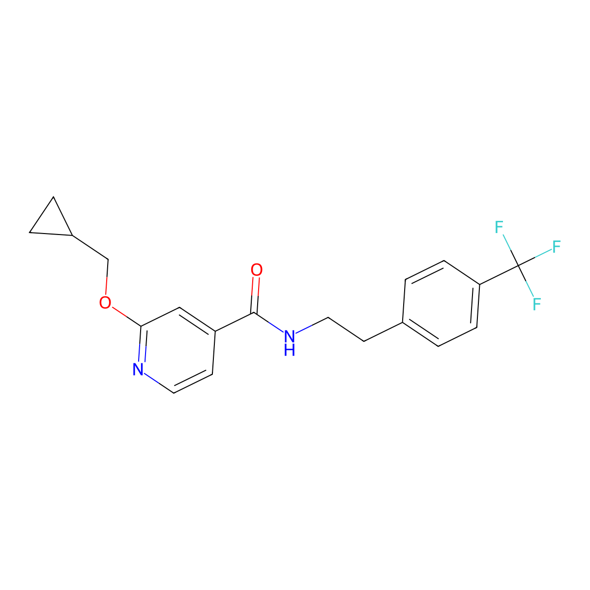 2-(cyclopropylmethoxy)-N-(4-(trifluoromethyl)phenethyl)isonicotinamide molecular structure, CAS 2034432-00-1