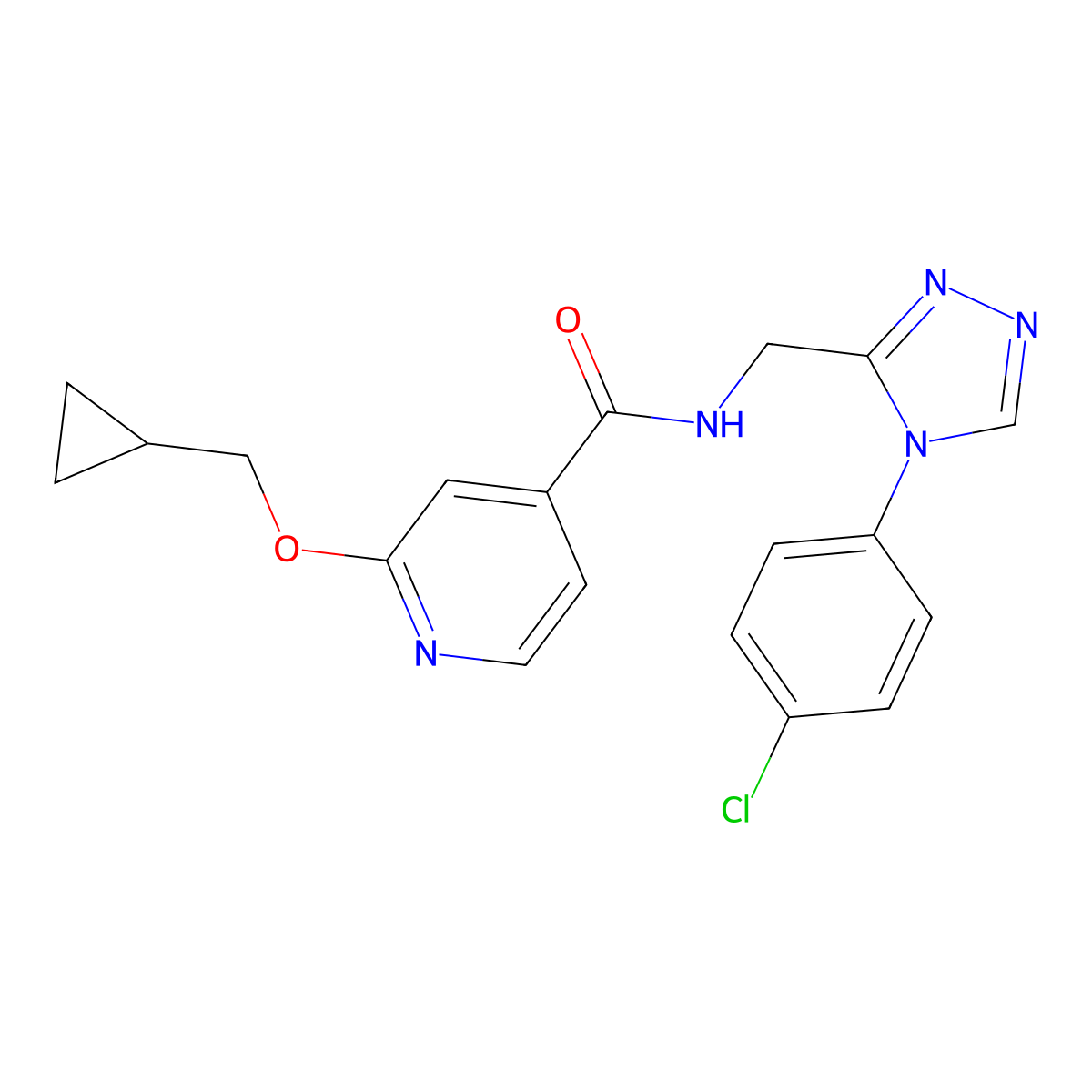 N-((4-(4-chlorophenyl)-4H-1,2,4-triazol-3-yl)methyl)-2-(cyclopropylmethoxy)isonicotinamide molecular structure, CAS 2034432-06-7