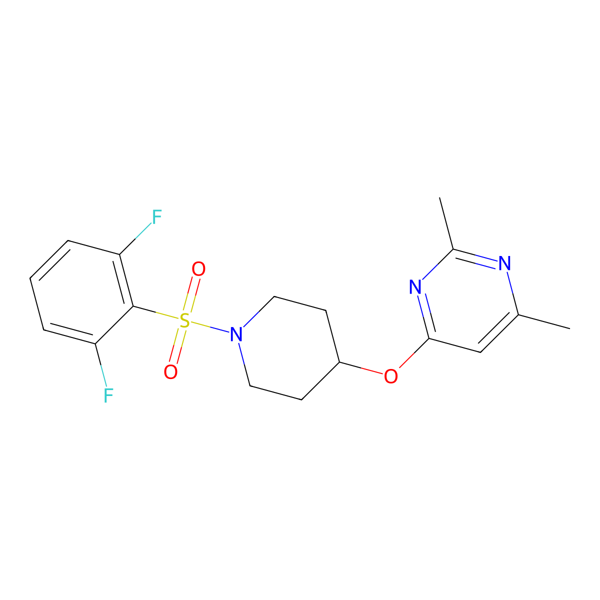 4-((1-((2,6-Difluorophenyl)sulfonyl)piperidin-4-yl)oxy)-2,6-dimethylpyrimidine molecular structure, CAS 2034432-10-3
