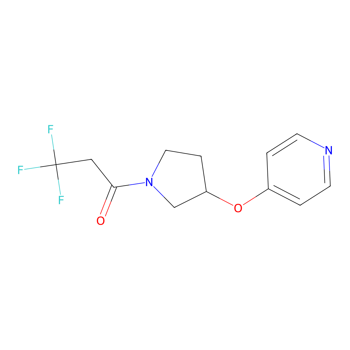 3,3,3-Trifluoro-1-[3-(pyridin-4-yloxy)pyrrolidin-1-yl]propan-1-one molecular structure, CAS 2034432-12-5