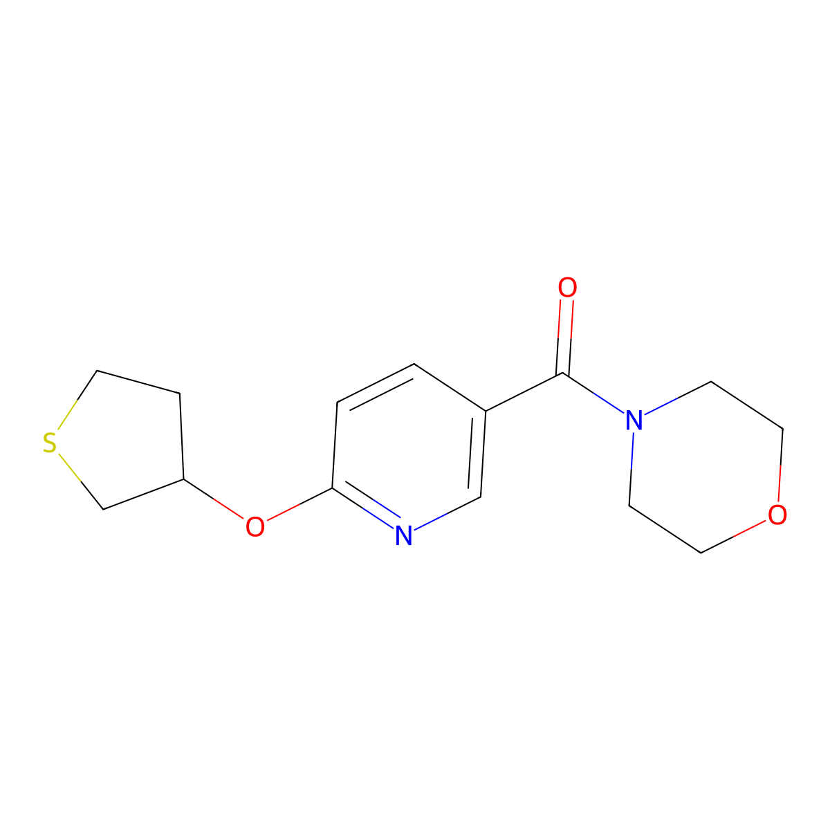4-[6-(Thiolan-3-yloxy)pyridine-3-carbonyl]morpholine molecular structure, CAS 2034432-16-9