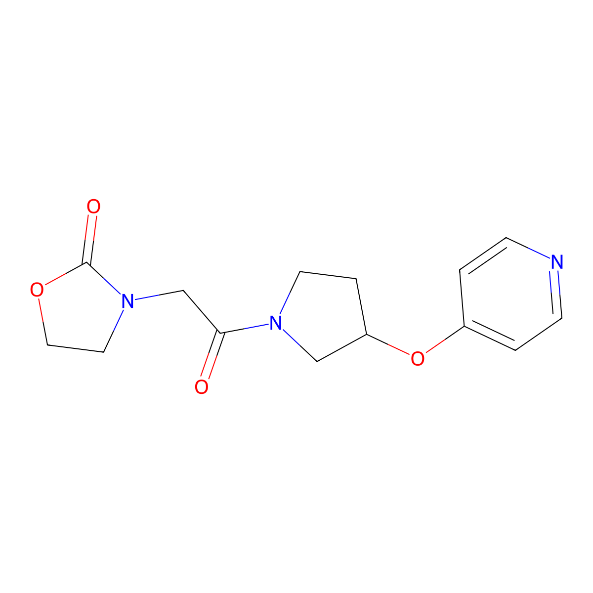 3-(2-Oxo-2-(3-(pyridin-4-yloxy)pyrrolidin-1-yl)ethyl)oxazolidin-2-one molecular structure, CAS 2034432-17-0