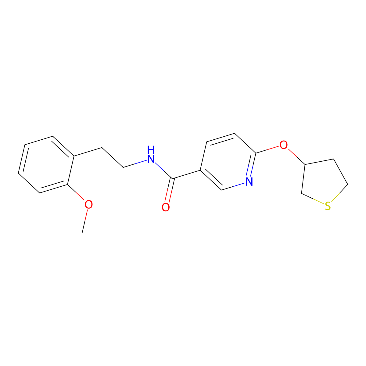 N-(2-methoxyphenethyl)-6-((tetrahydrothiophen-3-yl)oxy)nicotinamide molecular structure, CAS 2034432-21-6