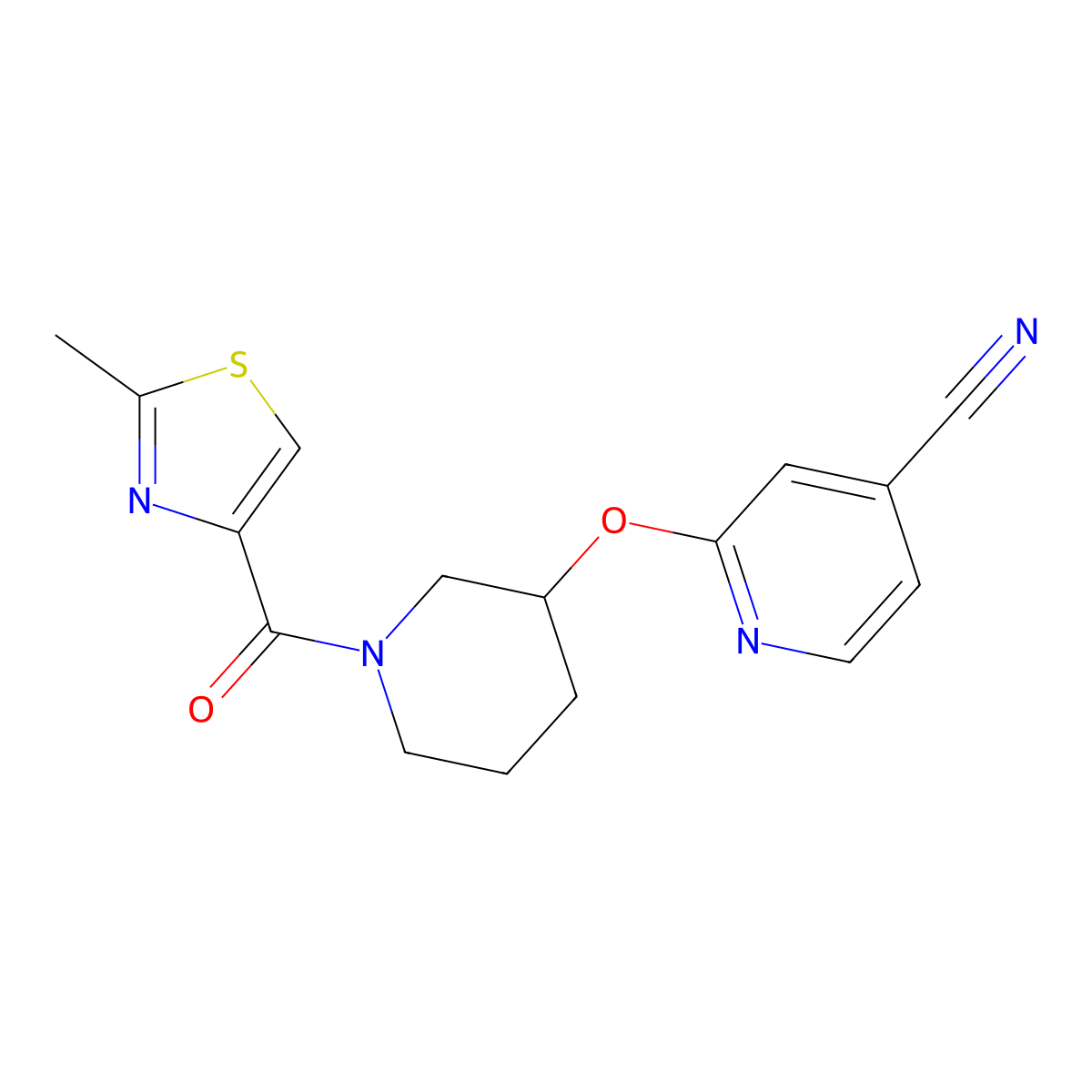 2-((1-(2-Methylthiazole-4-carbonyl)piperidin-3-yl)oxy)isonicotinonitrile molecular structure, CAS 2034432-24-9