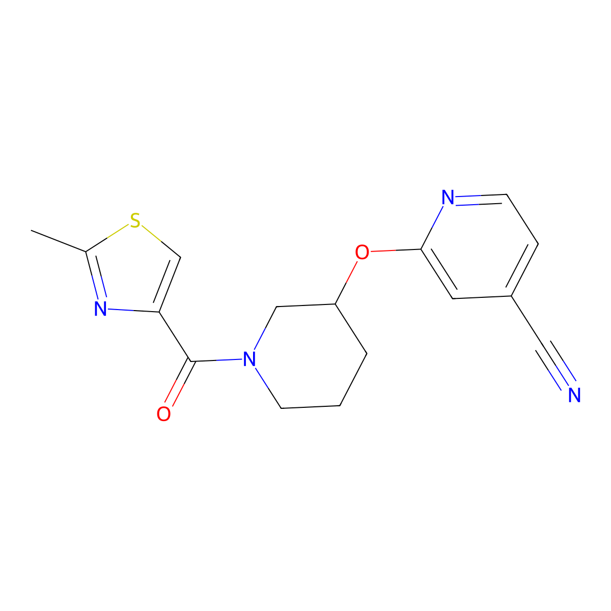 2-((1-(2-Methylthiazole-4-carbonyl)piperidin-3-yl)oxy)isonicotinonitrile molecular structure, CAS 2034432-24-9