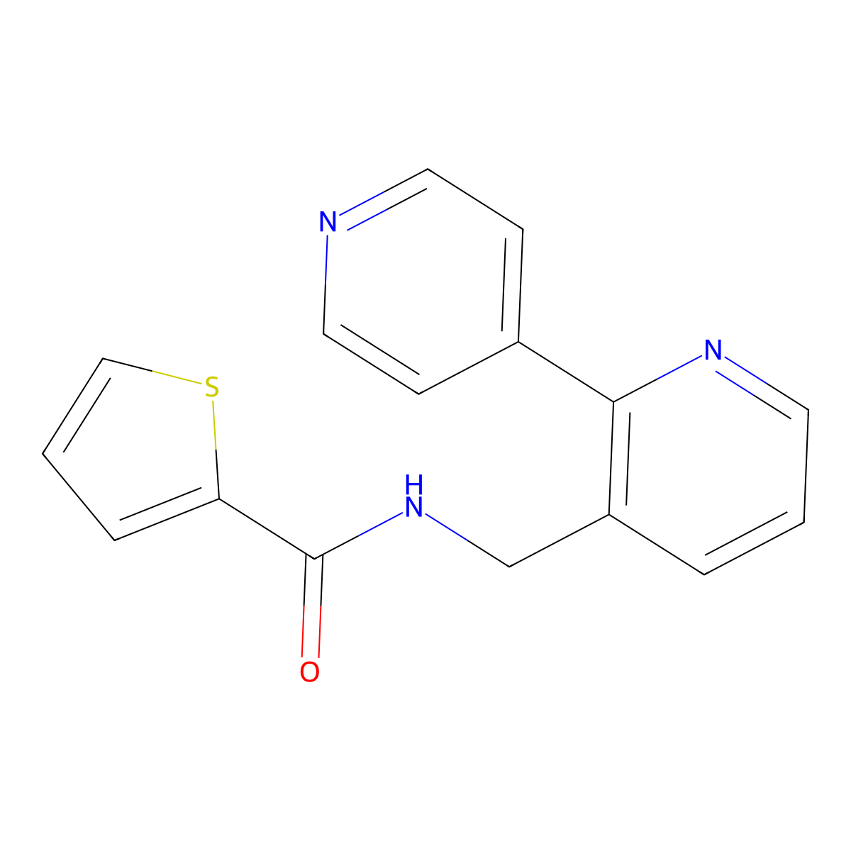 N-([2,4'-bipyridin]-3-ylmethyl)thiophene-2-carboxamide molecular structure, CAS 2034432-28-3