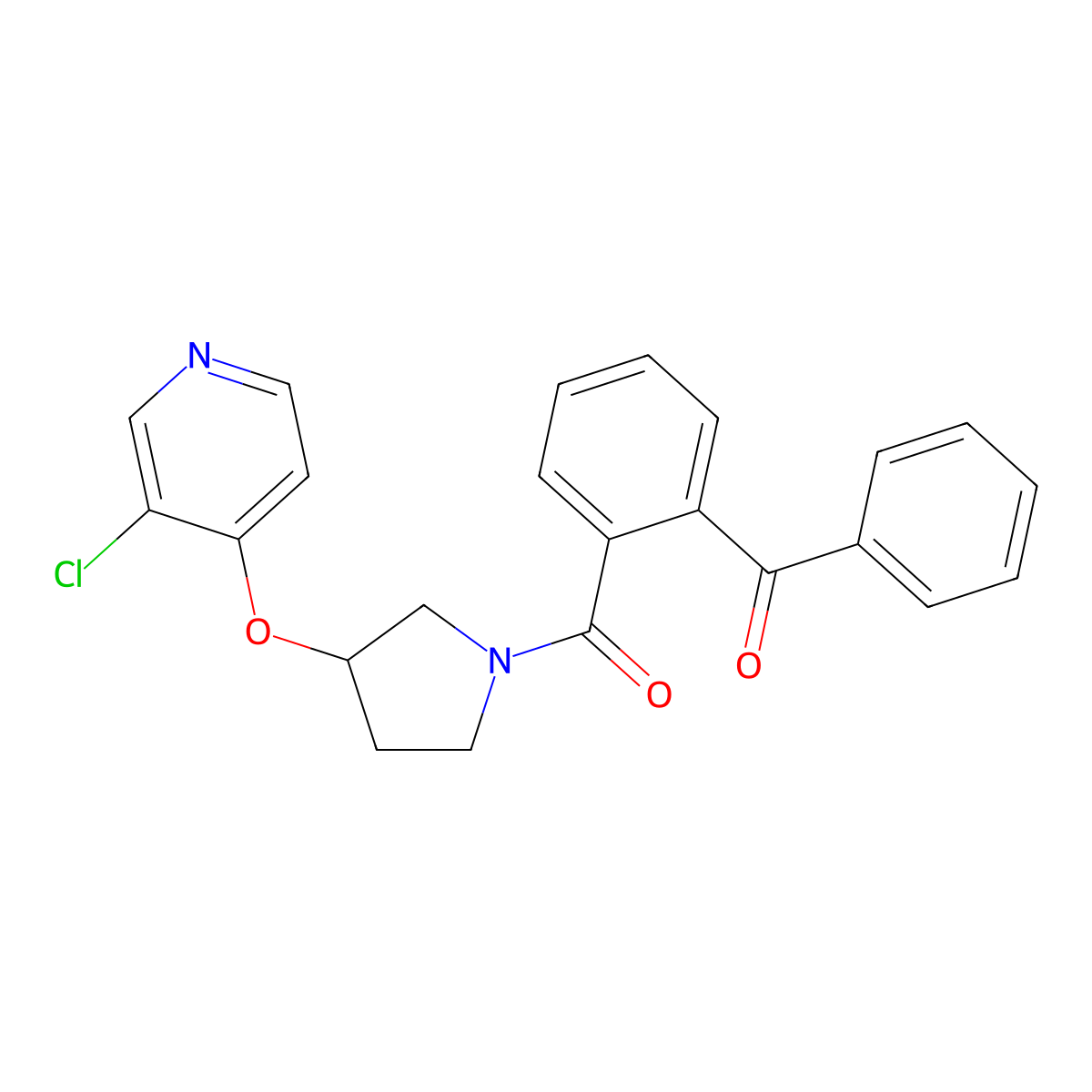 (2-Benzoylphenyl)(3-((3-chloropyridin-4-yl)oxy)pyrrolidin-1-yl)methanone molecular structure, CAS 2034432-29-4