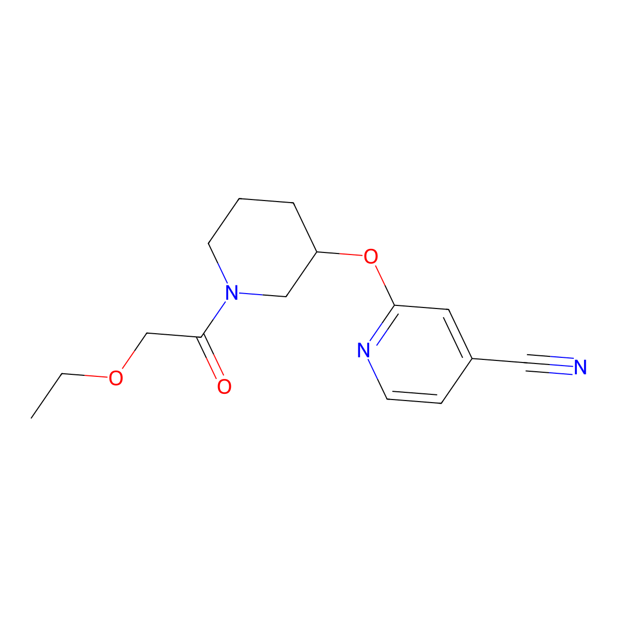 2-{[1-(2-Ethoxyacetyl)piperidin-3-yl]oxy}pyridine-4-carbonitrile molecular structure, CAS 2034432-31-8