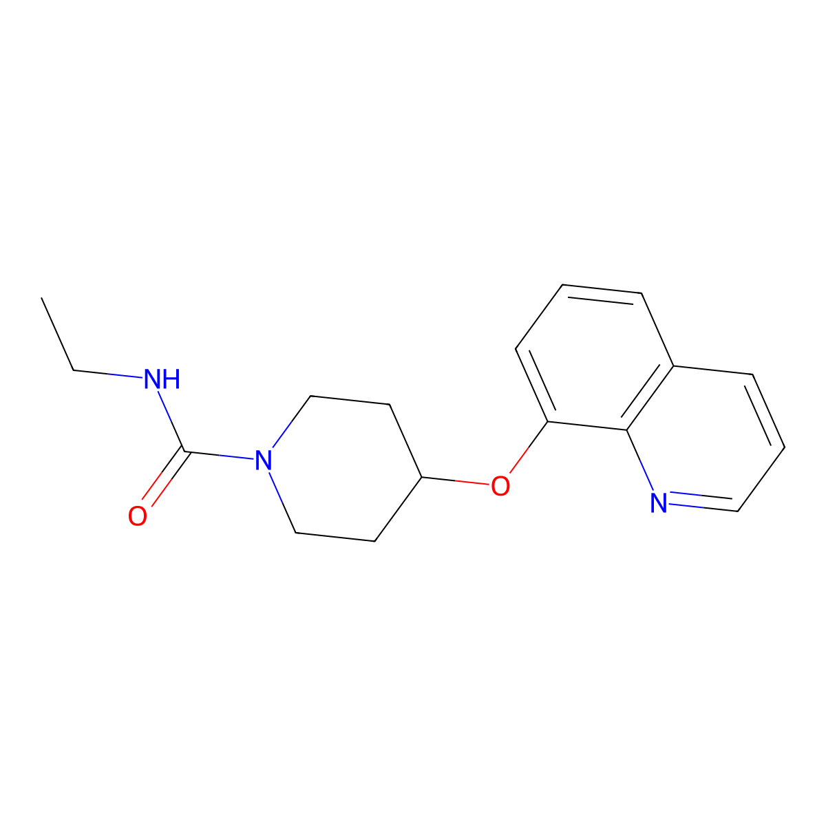 N-ethyl-4-(quinolin-8-yloxy)piperidine-1-carboxamide molecular structure, CAS 2034432-32-9