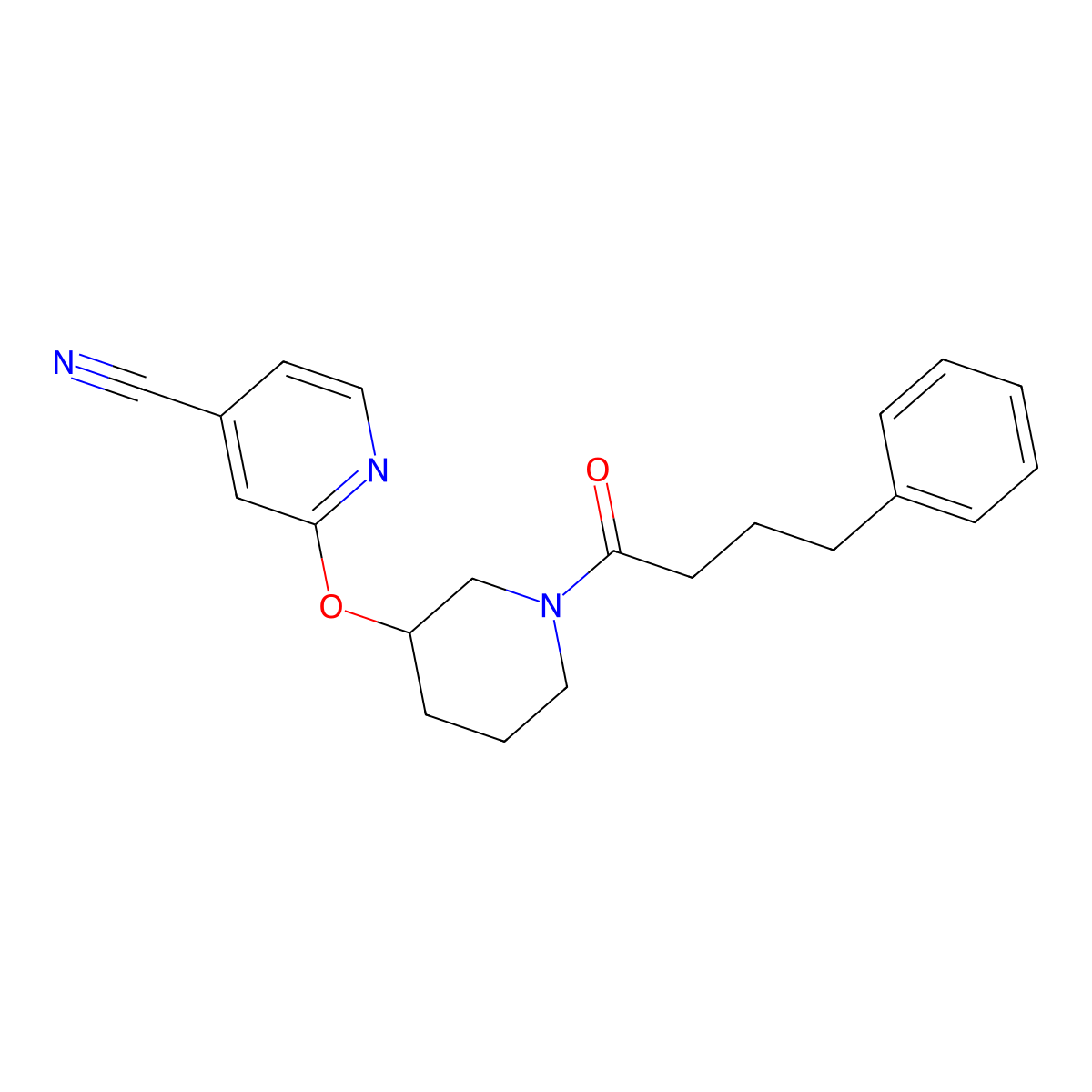 2-{[1-(4-Phenylbutanoyl)piperidin-3-yl]oxy}pyridine-4-carbonitrile molecular structure, CAS 2034432-38-5