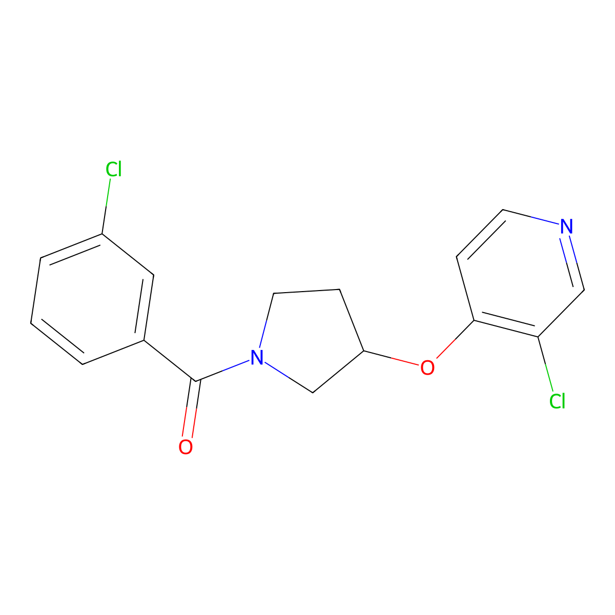 (3-Chlorophenyl)(3-((3-chloropyridin-4-yl)oxy)pyrrolidin-1-yl)methanone molecular structure, CAS 2034432-39-6