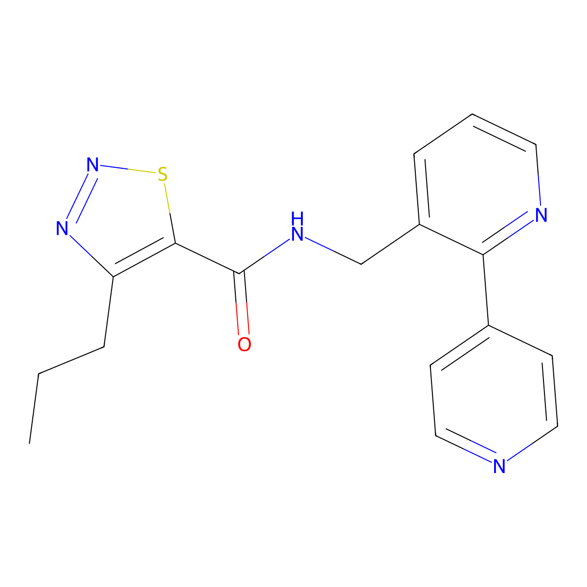 N-([2,4'-bipyridin]-3-ylmethyl)-4-propyl-1,2,3-thiadiazole-5-carboxamide molecular structure, CAS 2034432-40-9