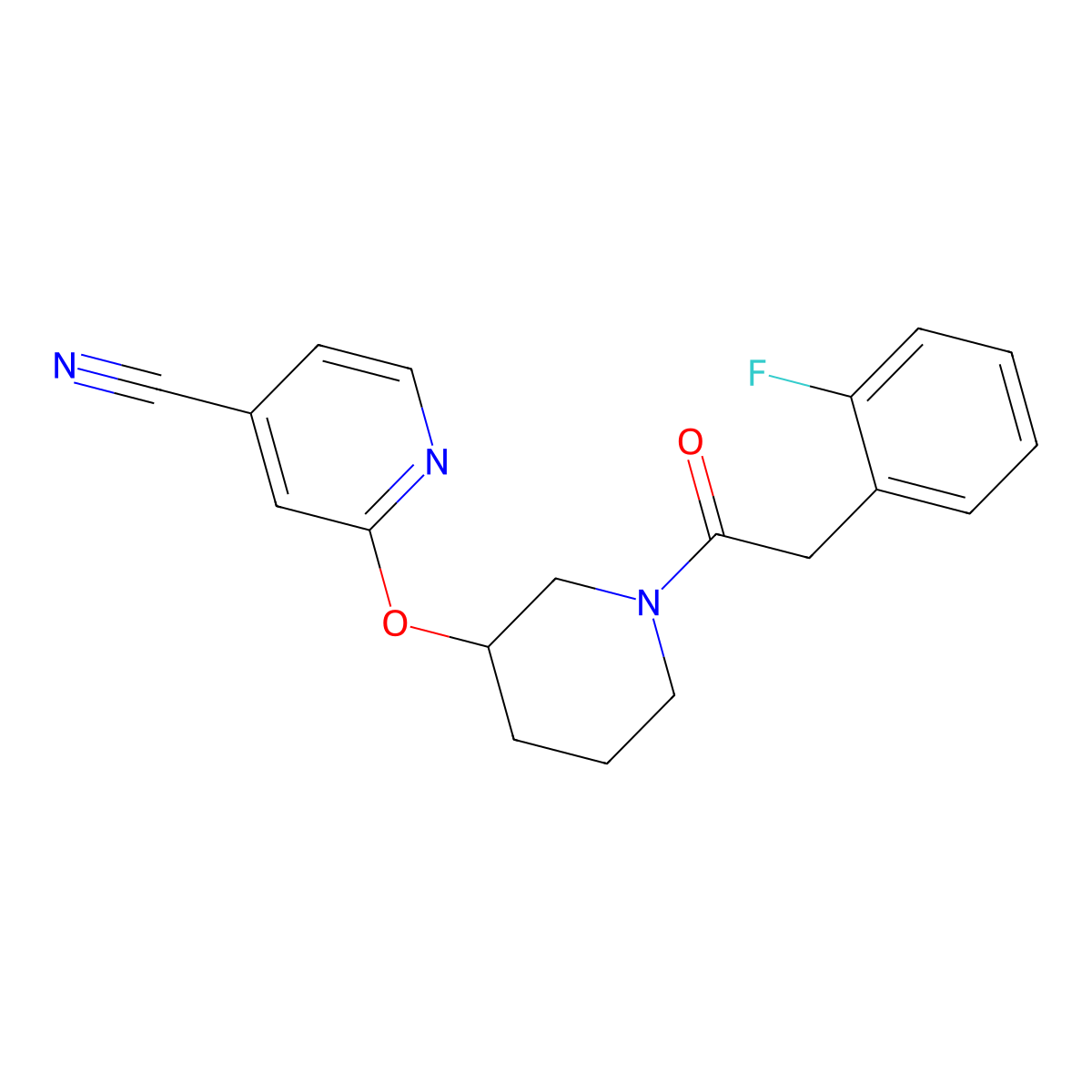 2-((1-(2-(2-Fluorophenyl)acetyl)piperidin-3-yl)oxy)isonicotinonitrile molecular structure, CAS 2034432-43-2