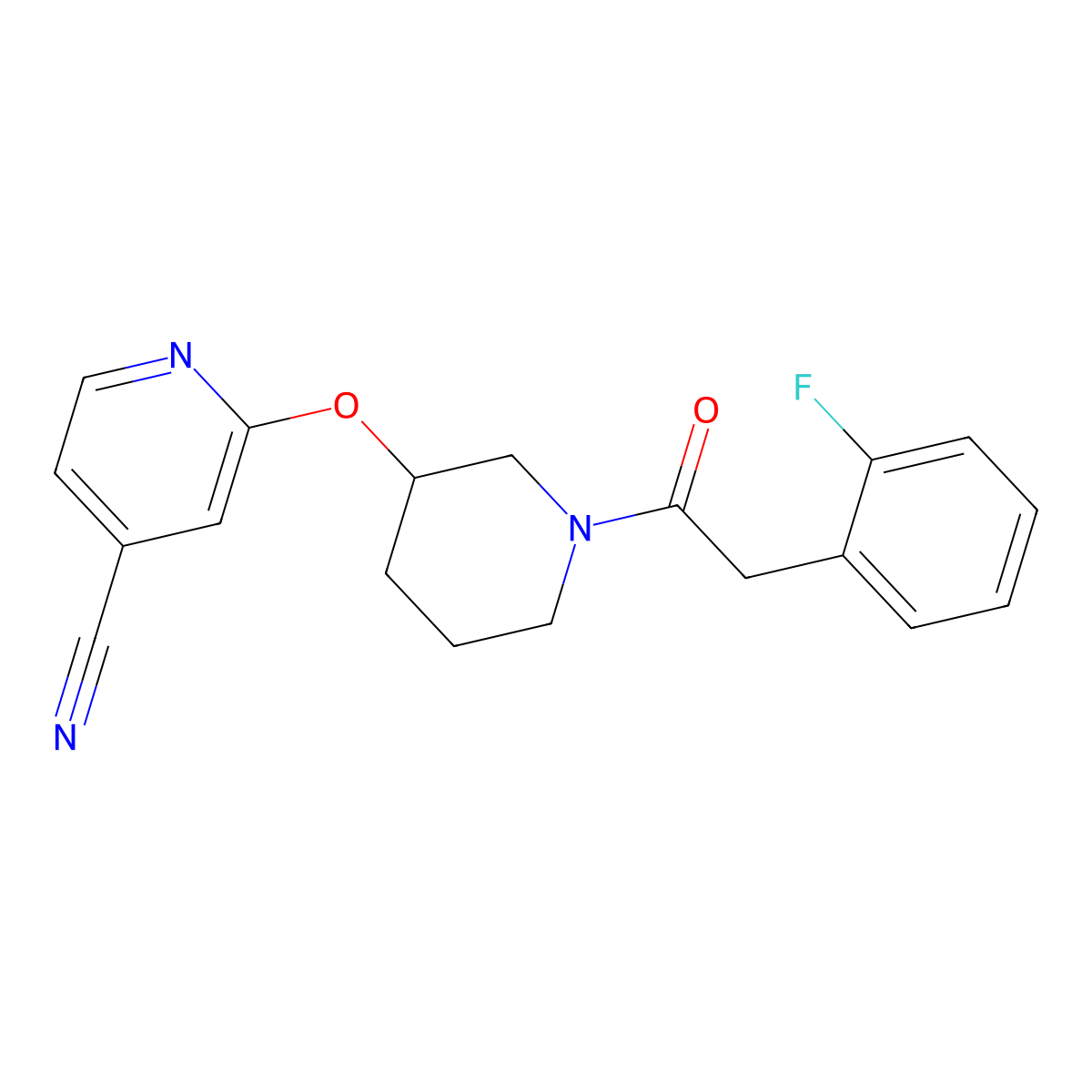 2-((1-(2-(2-Fluorophenyl)acetyl)piperidin-3-yl)oxy)isonicotinonitrile molecular structure, CAS 2034432-43-2