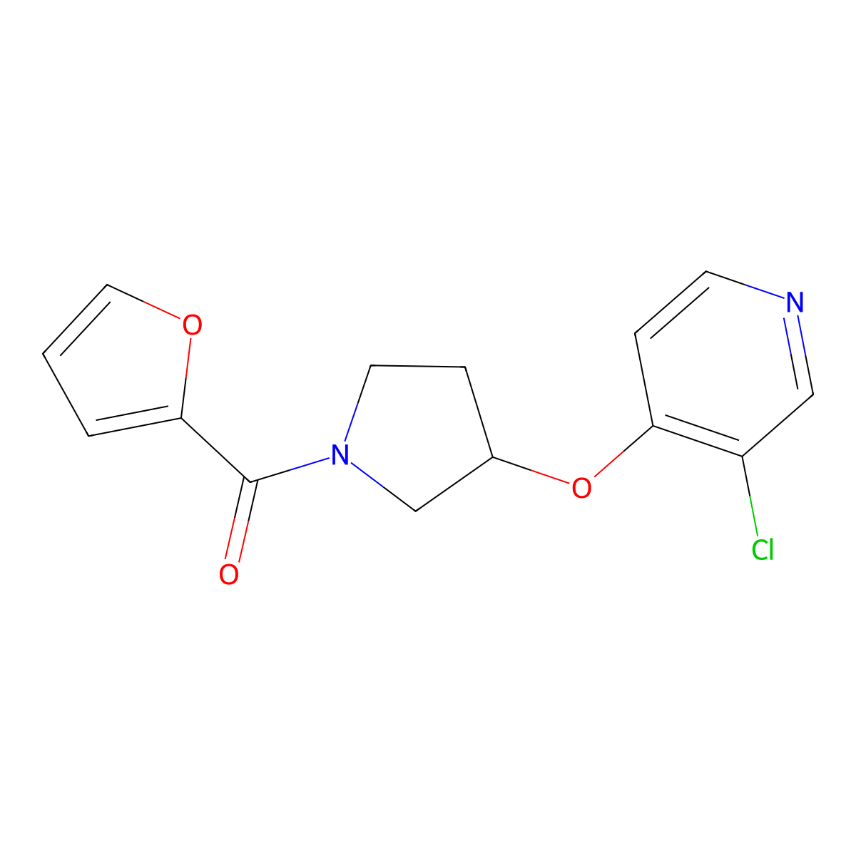 (3-((3-Chloropyridin-4-yl)oxy)pyrrolidin-1-yl)(furan-2-yl)methanone molecular structure, CAS 2034432-44-3