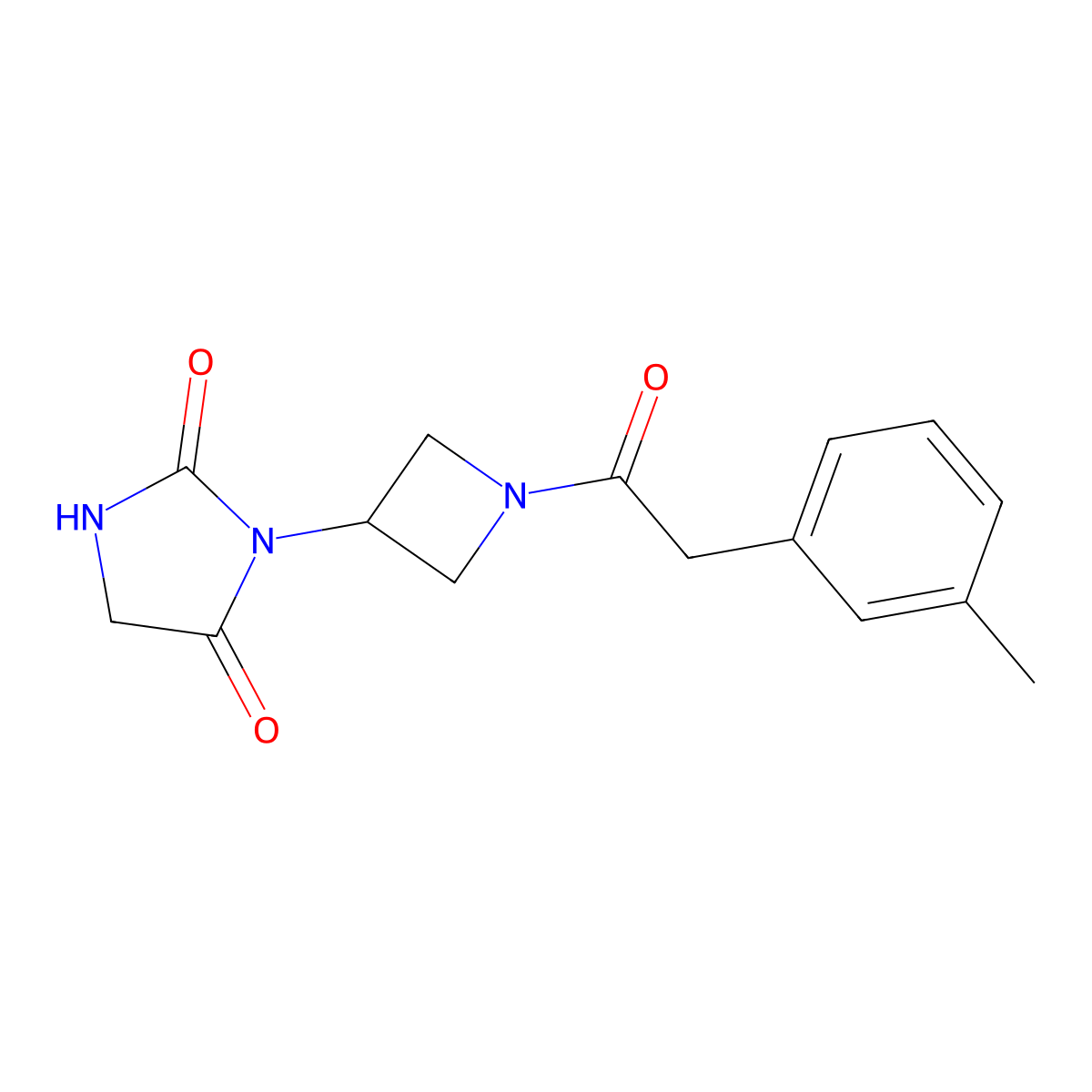 3-(1-(2-(m-Tolyl)acetyl)azetidin-3-yl)imidazolidine-2,4-dione molecular structure, CAS 2034432-46-5