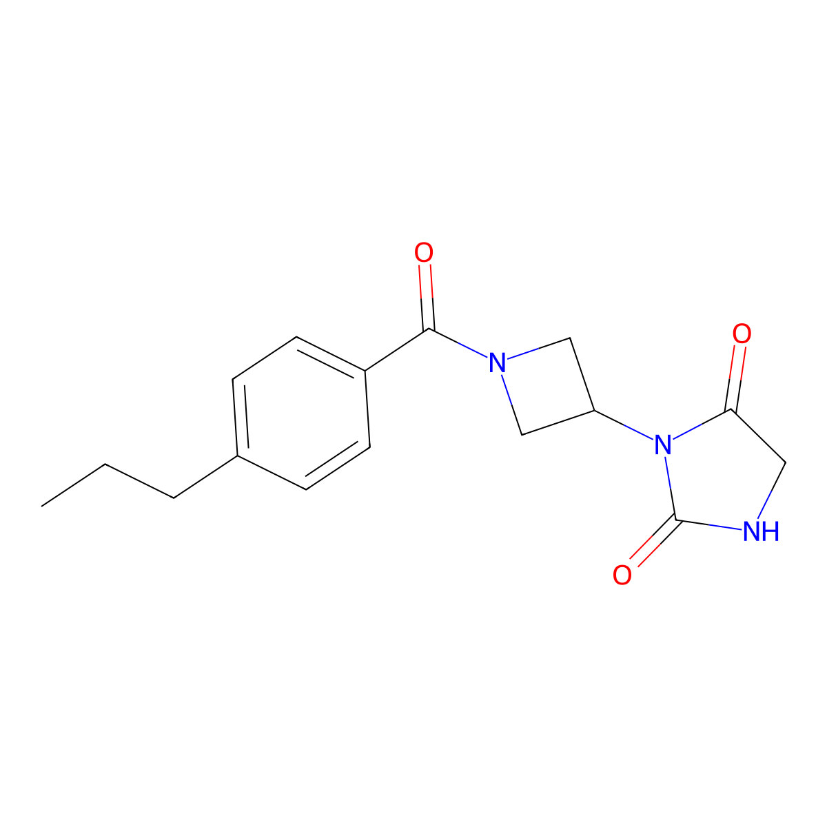 3-[1-(4-Propylbenzoyl)azetidin-3-yl]imidazolidine-2,4-dione molecular structure, CAS 2034432-48-7
