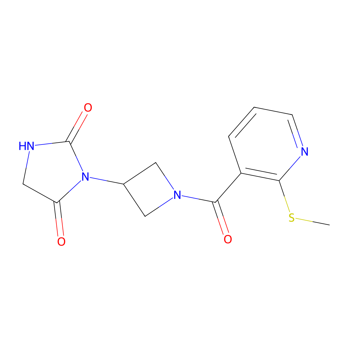 3-(1-(2-(Methylthio)nicotinoyl)azetidin-3-yl)imidazolidine-2,4-dione molecular structure, CAS 2034432-56-7