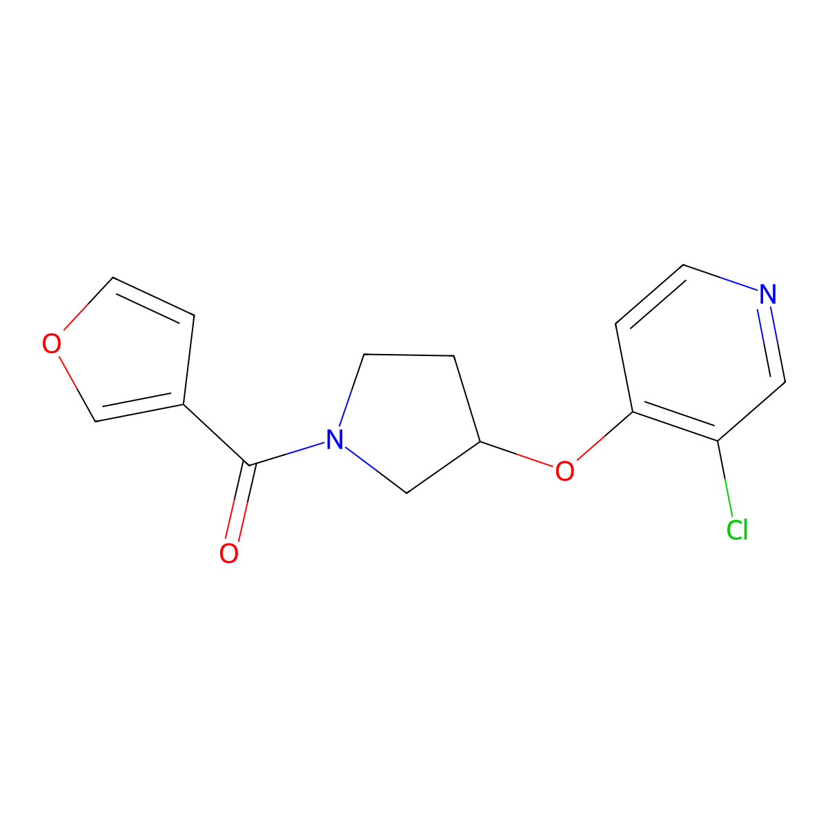 (3-((3-Chloropyridin-4-yl)oxy)pyrrolidin-1-yl)(furan-3-yl)methanone molecular structure, CAS 2034432-58-9